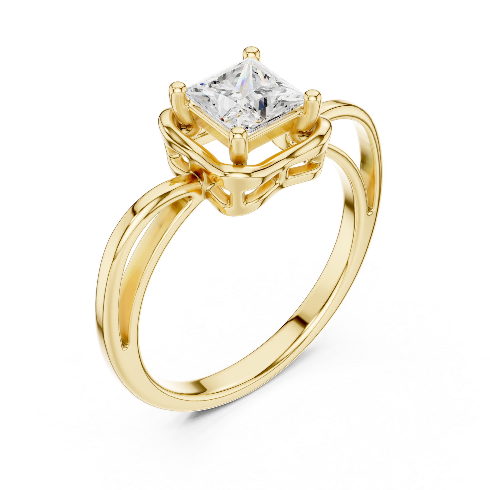 Gold Radiant Square Promise Ring Right View