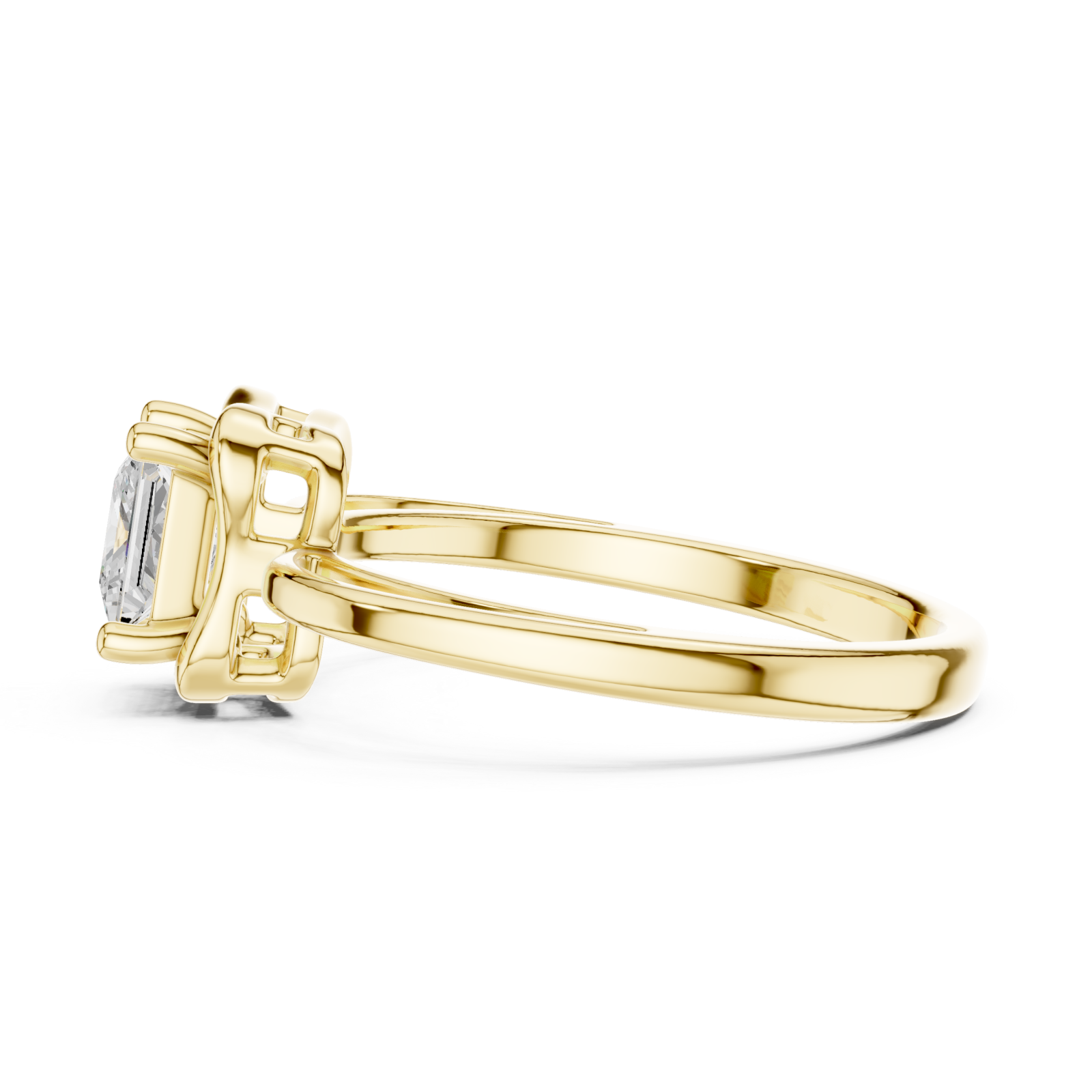  Gold Radiant Square Promise Ring Side View