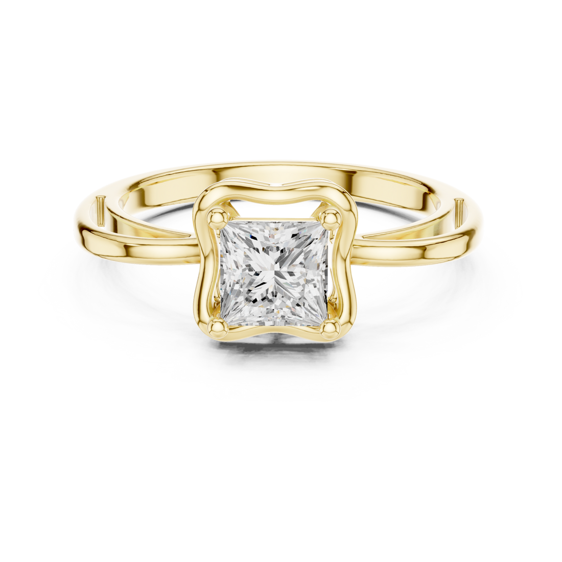 Gold Radiant Square Promise Ring Right View