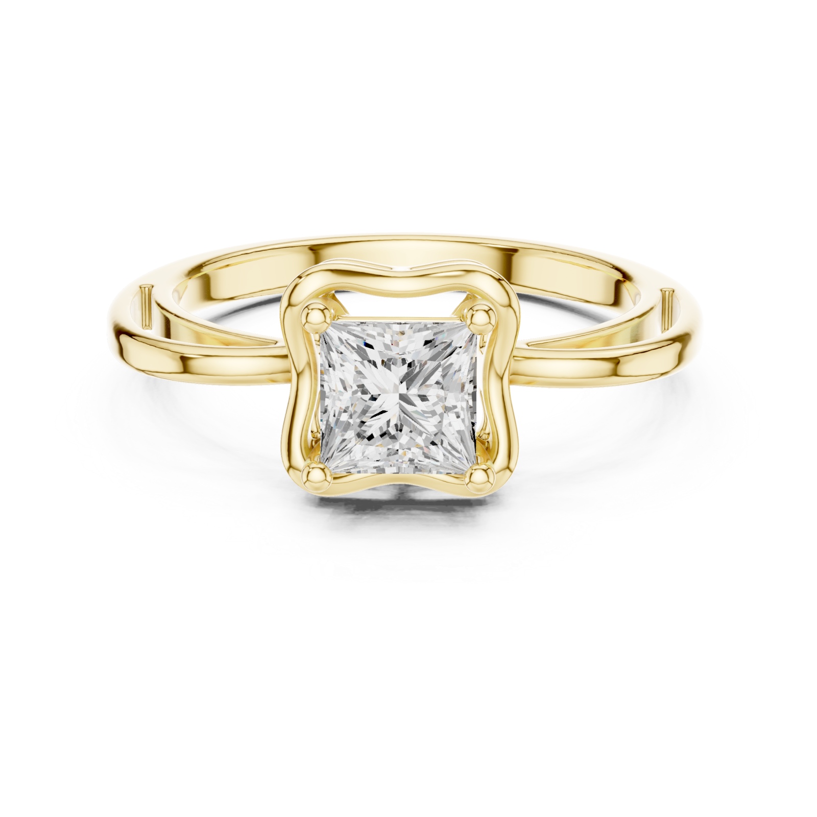  Gold Radiant Square Promise Ring Front View