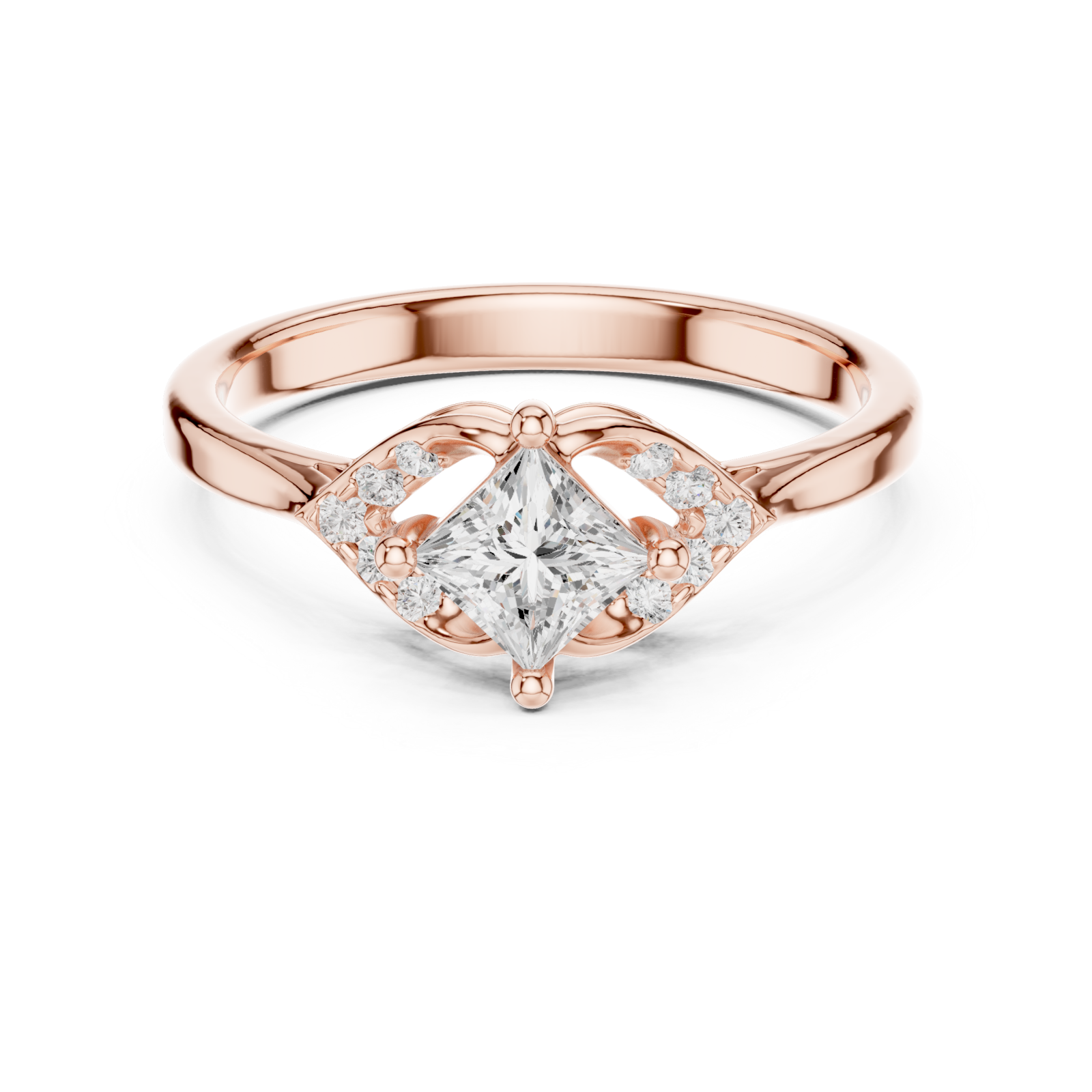 Rose Gold Radiant Muse Band Ring Front View