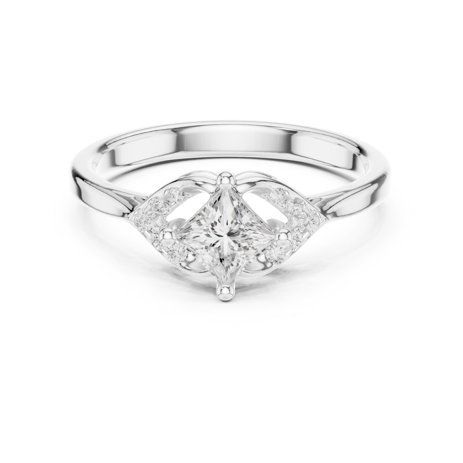  White Gold Radiant Muse Band Ring Front View