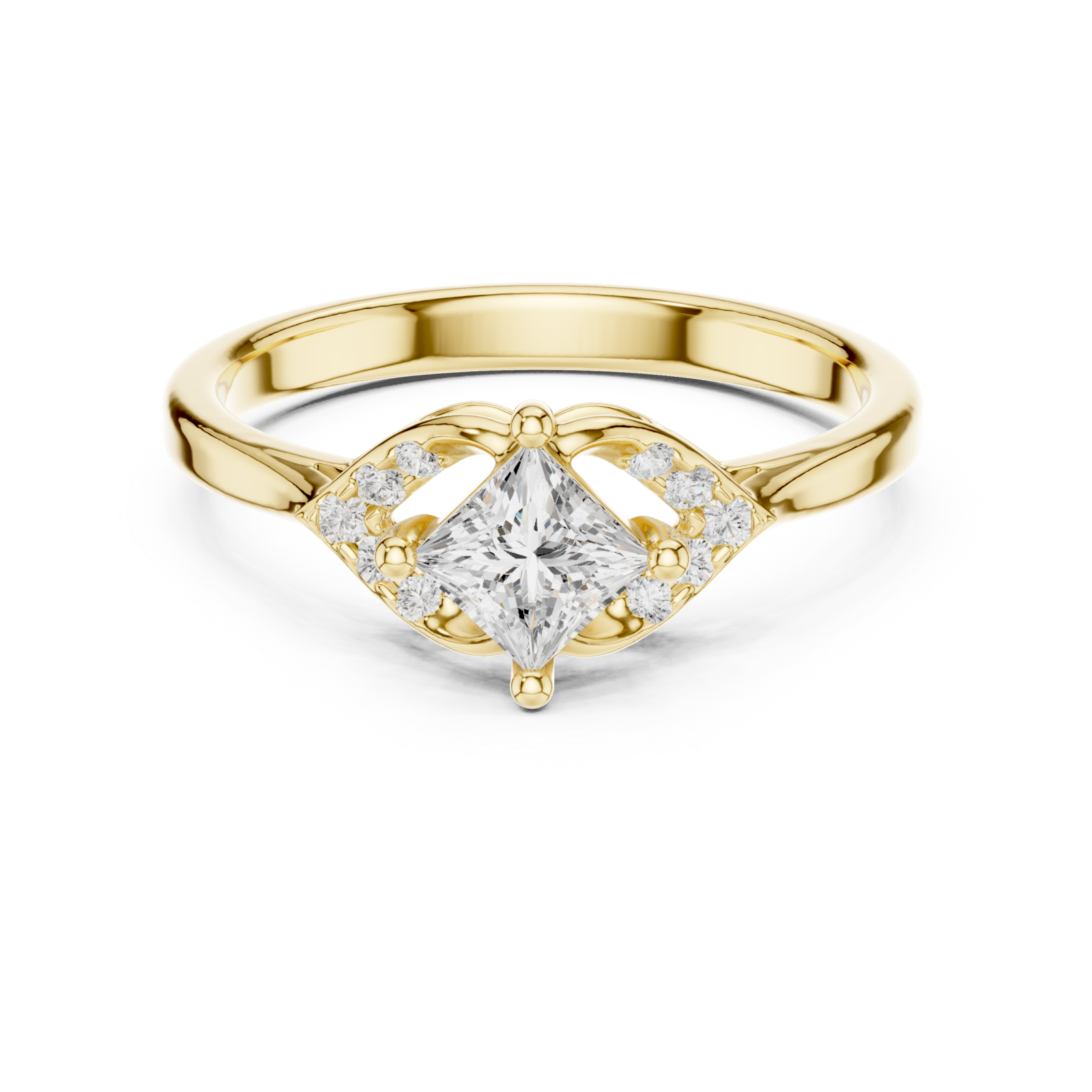  Gold Radiant Muse Band Ring Front View