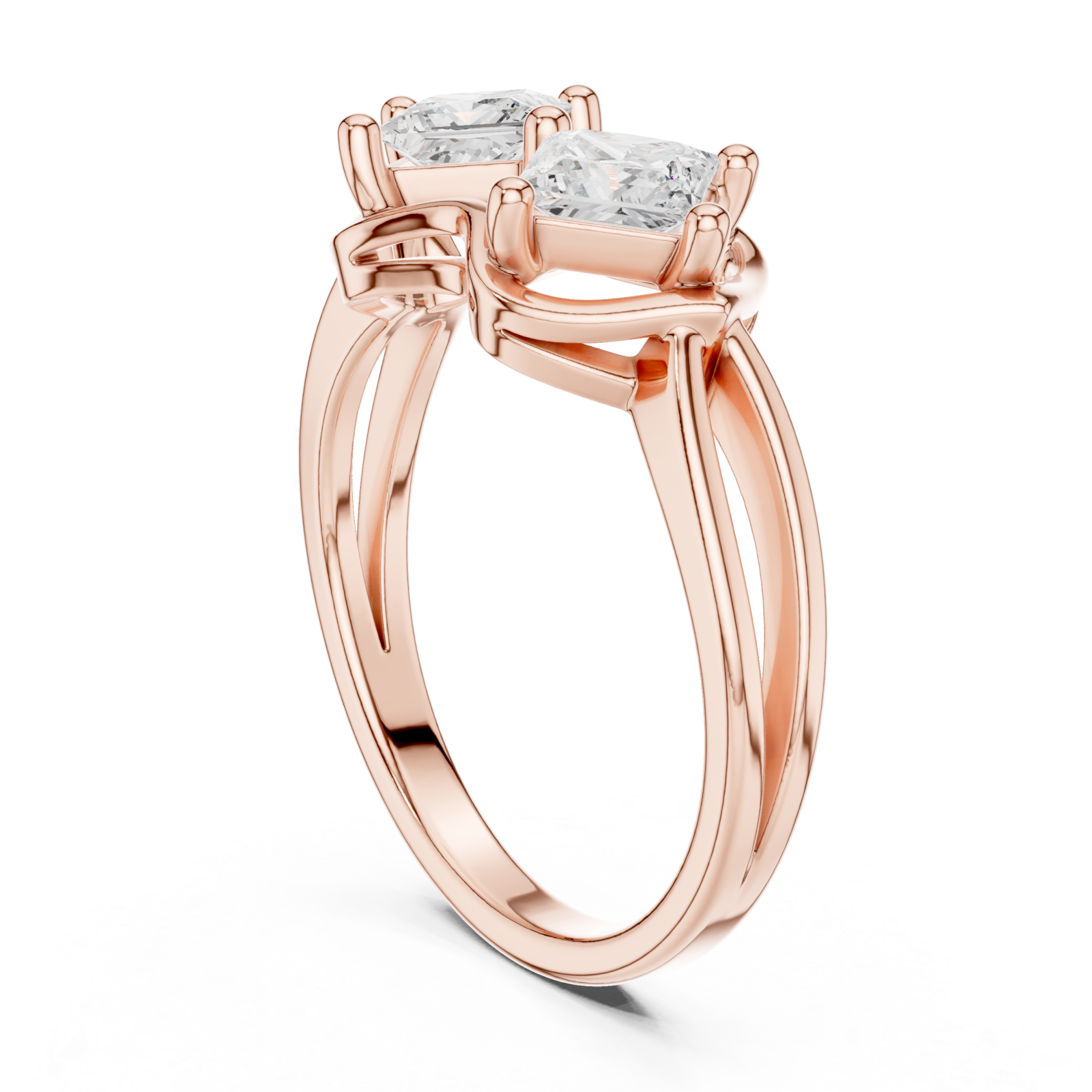  Rose Gold Radiant Twin Vision Woven Band Ring Left View