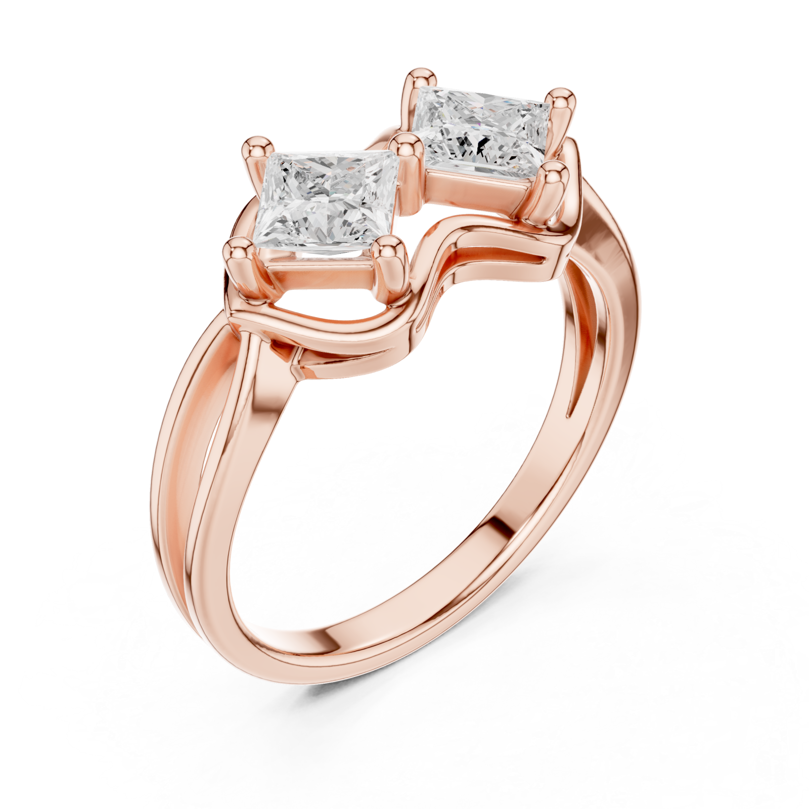  Rose Gold Radiant Twin Vision Woven Band Ring Right View