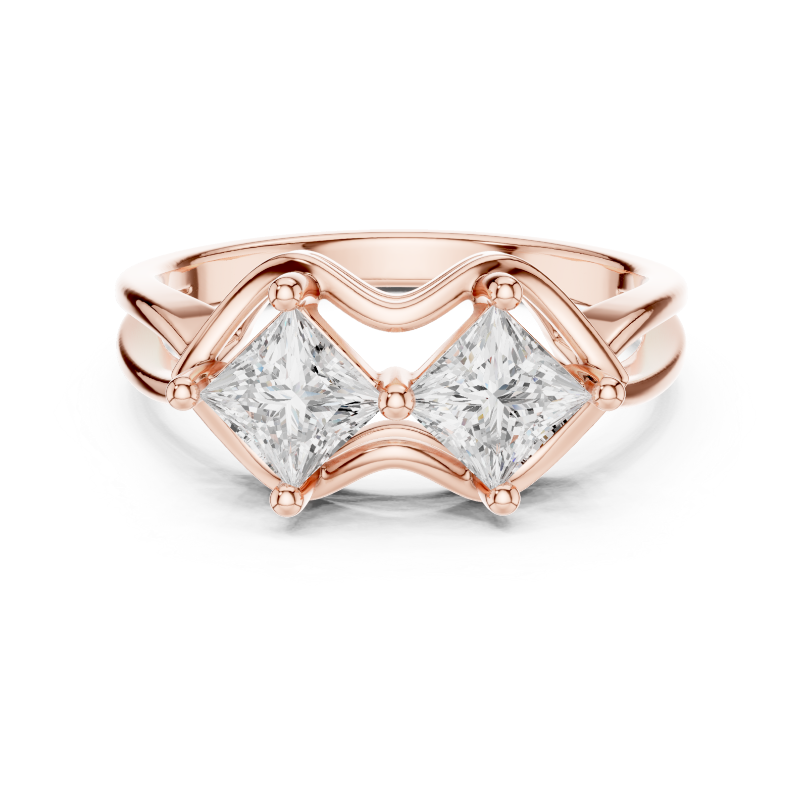  Rose Gold Radiant Twin Vision Woven Band Ring Front View