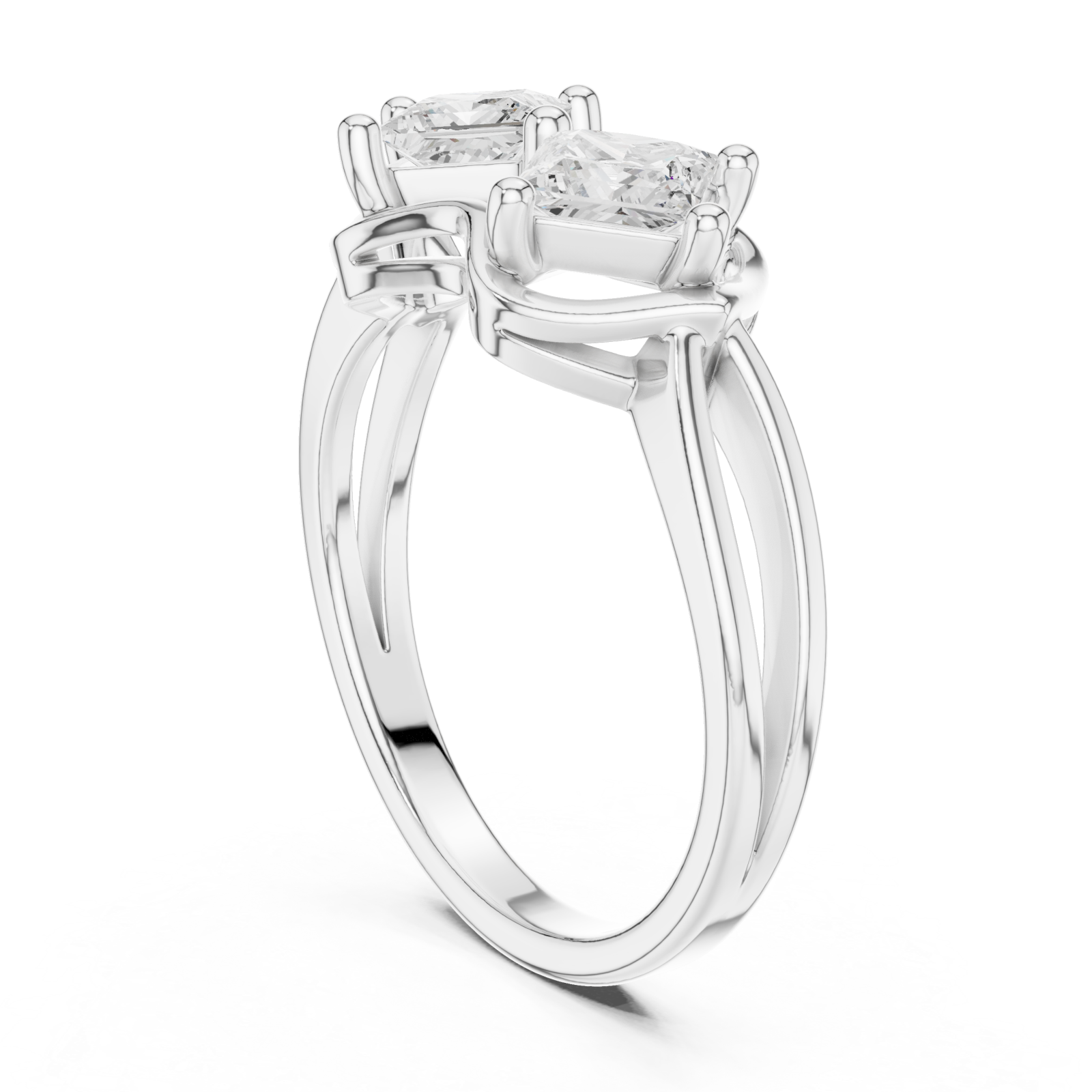  White Gold Radiant Twin Vision Woven Band Ring Left View