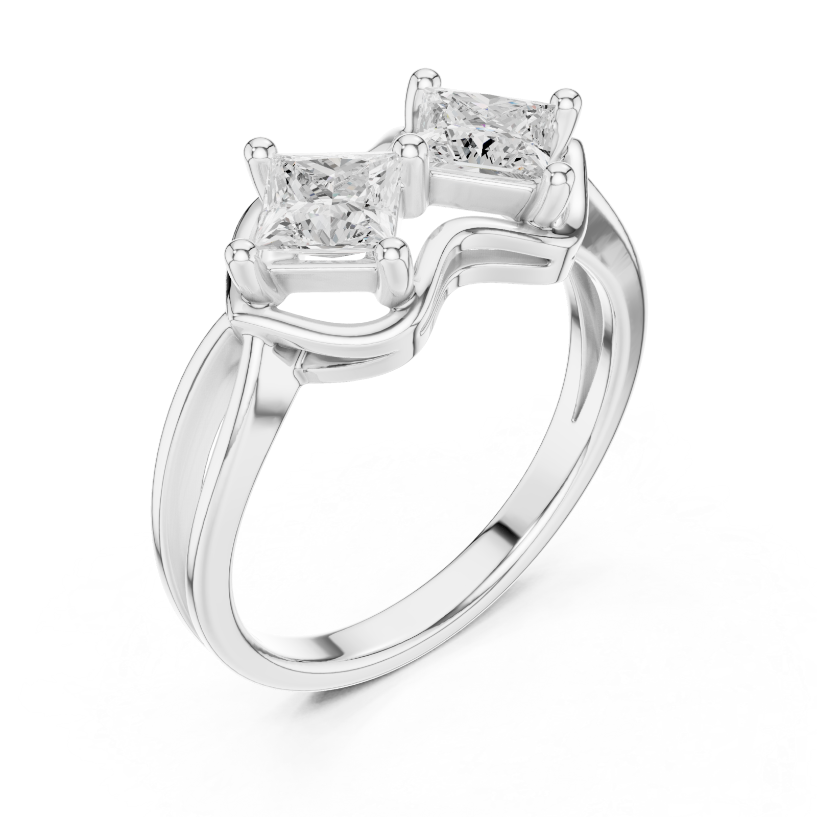  White Gold Radiant Twin Vision Woven Band Ring Right View