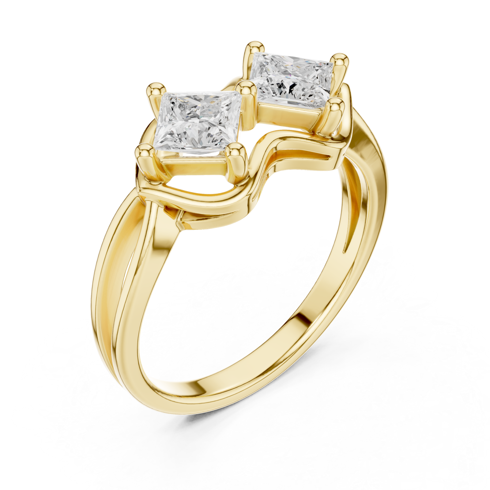 Gold Radiant Twin Vision Woven Band Ring Right View