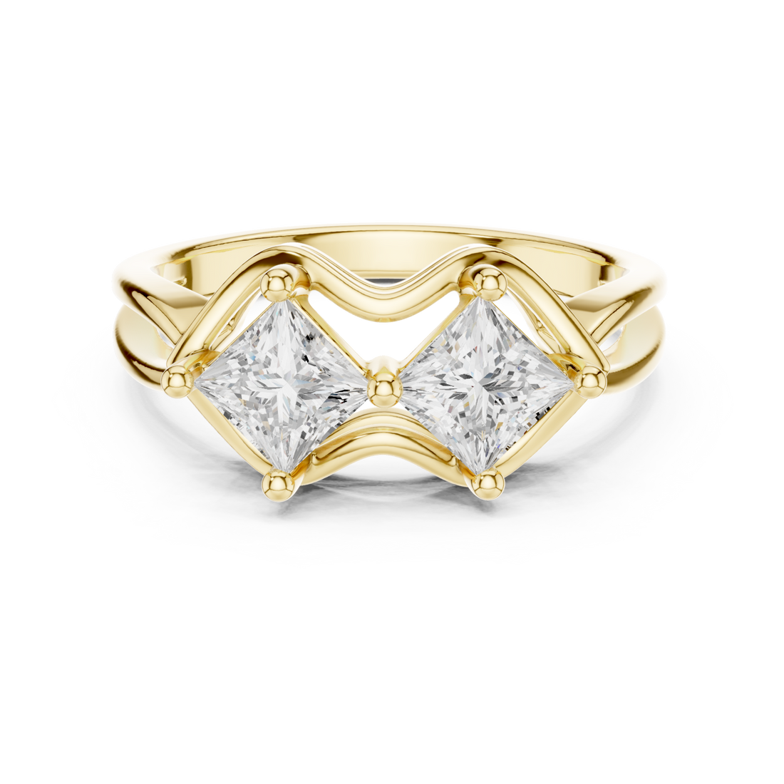 Gold Radiant Twin Vision Woven Band Ring Right View