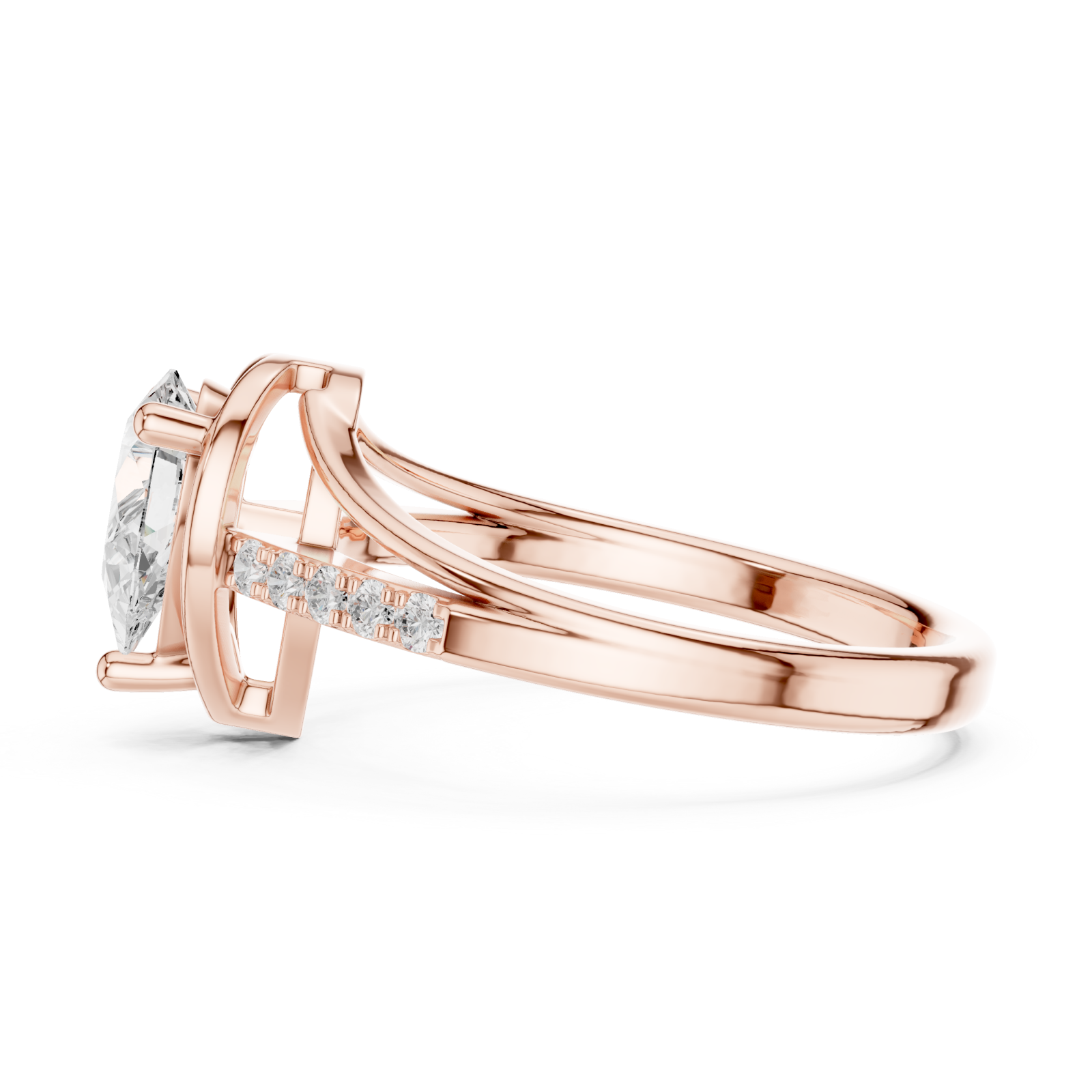  Rose Gold Radiant Splendor Embrace Ring Side View