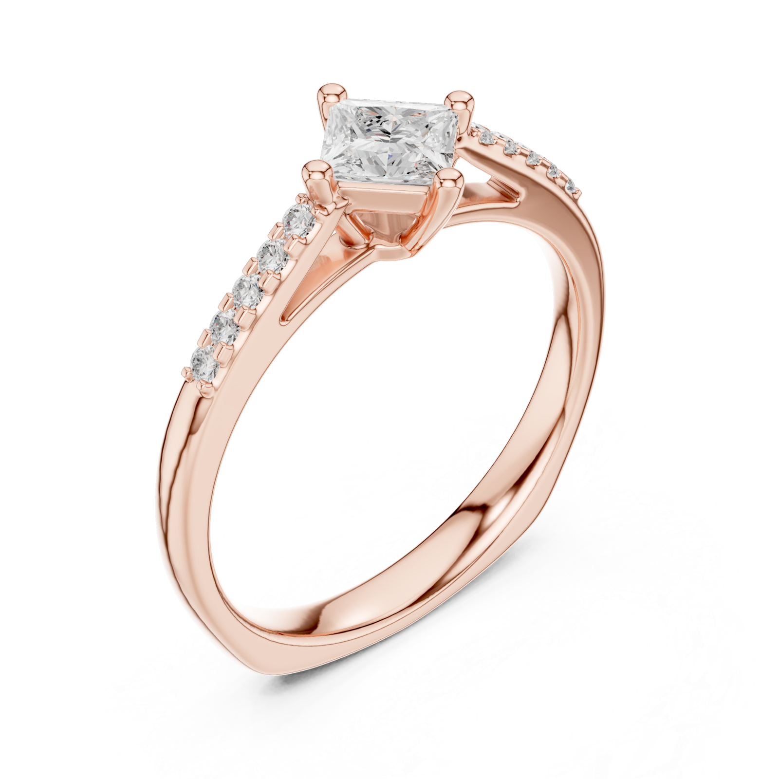  Rose Gold Luminara Princess Accent Band Ring Right View