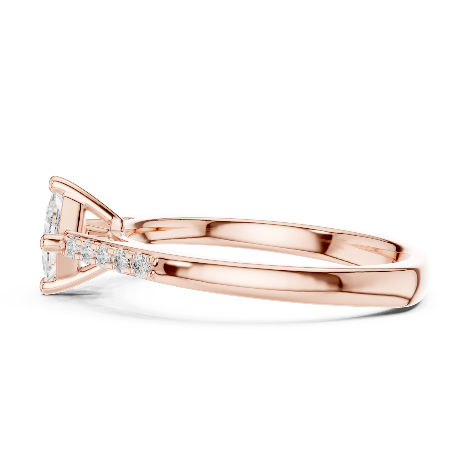 Rose Gold Luminara Princess Accent Band Ring Side View