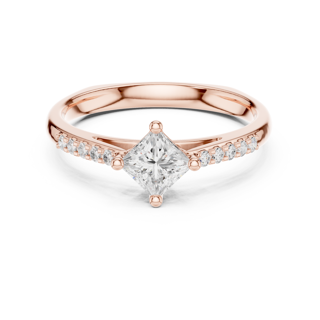  Rose Gold Luminara Princess Accent Band Ring Right View