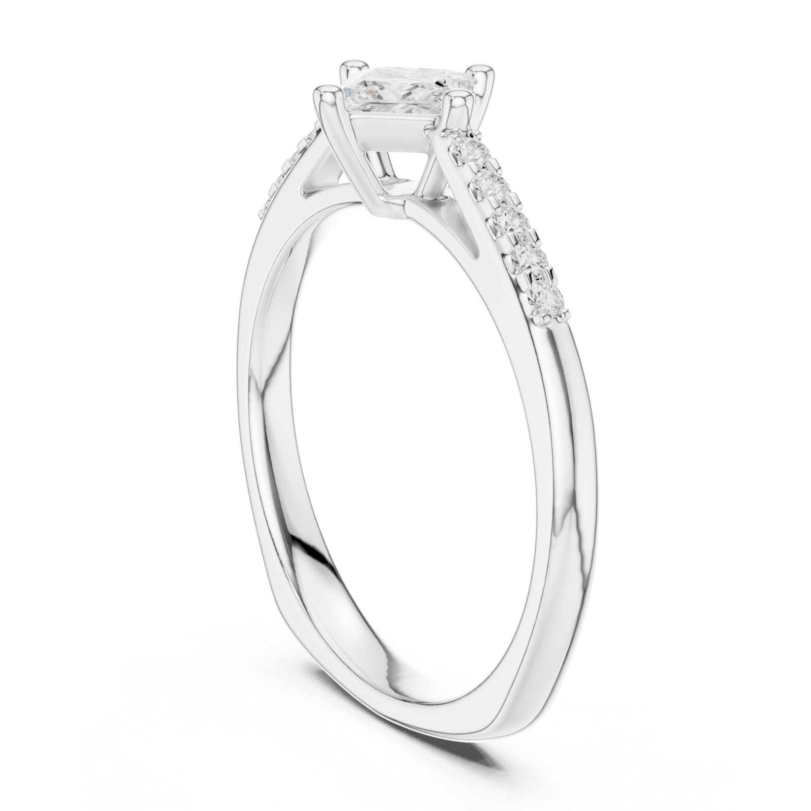  White Gold Luminara Princess Accent Band Ring Left View