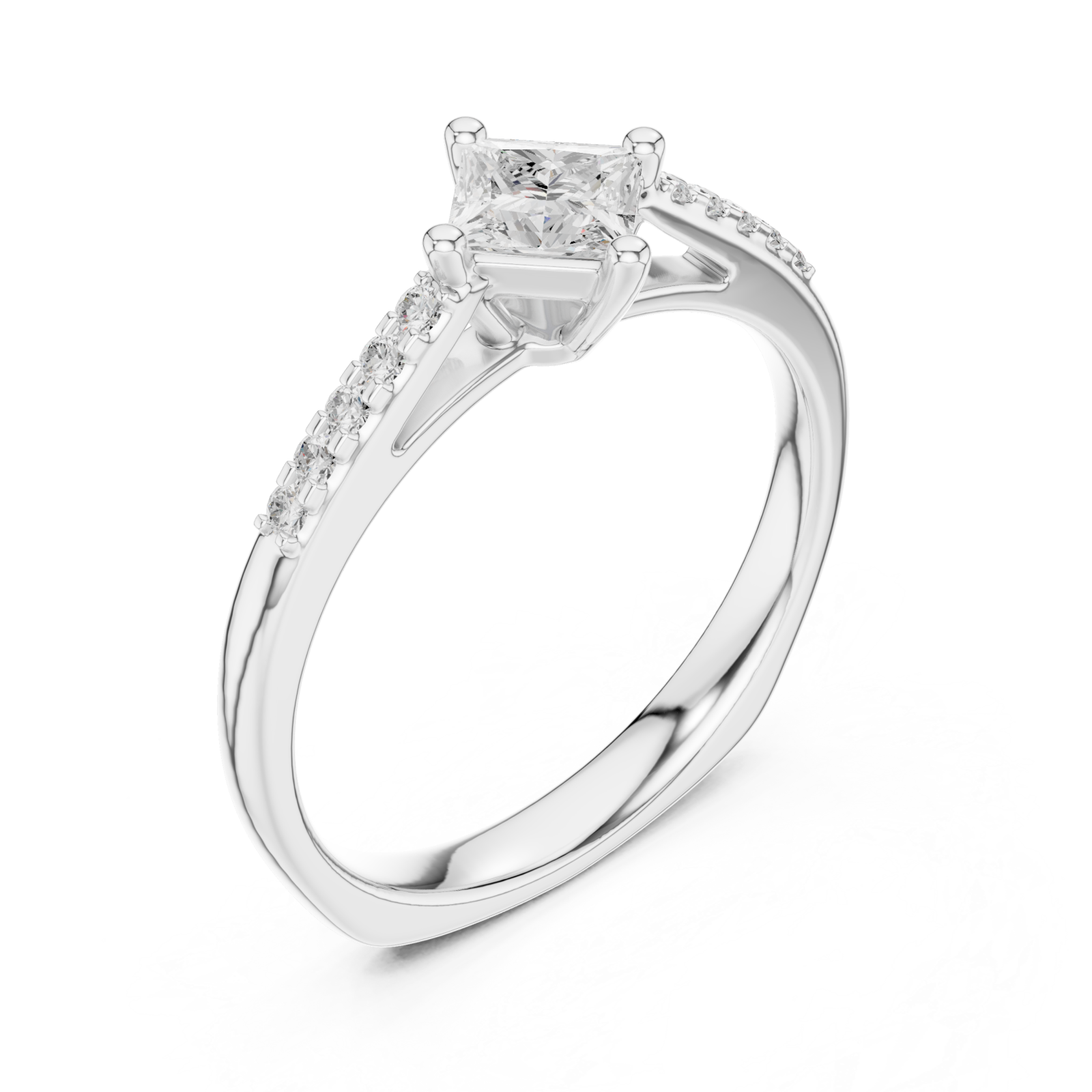  White Gold Luminara Princess Accent Band Ring Right View
