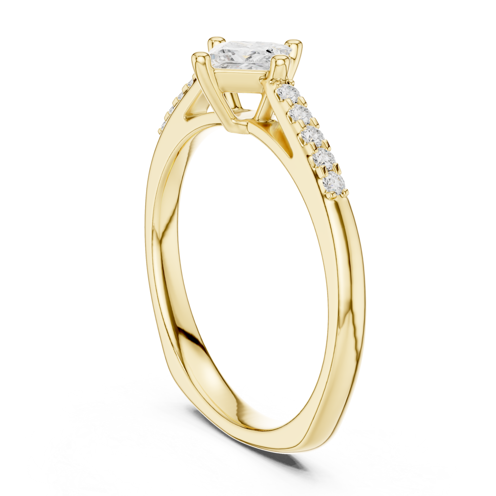  Gold Luminara Princess Accent Band Ring Left View