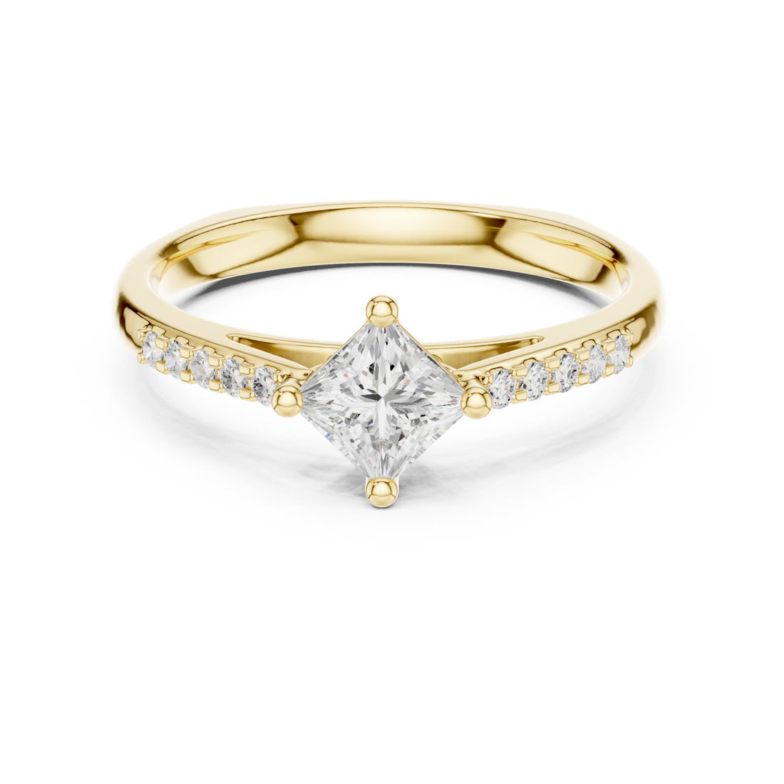 Gold Luminara Princess Accent Band Ring Right View