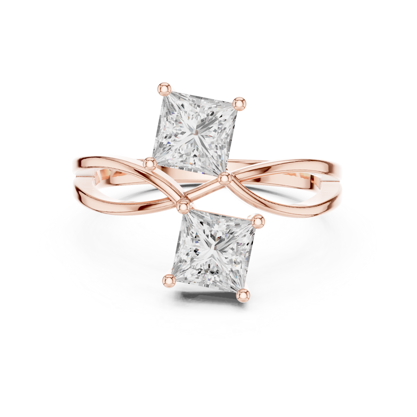  Rose Gold Celestial Pathway Regal Duo Ring Front View