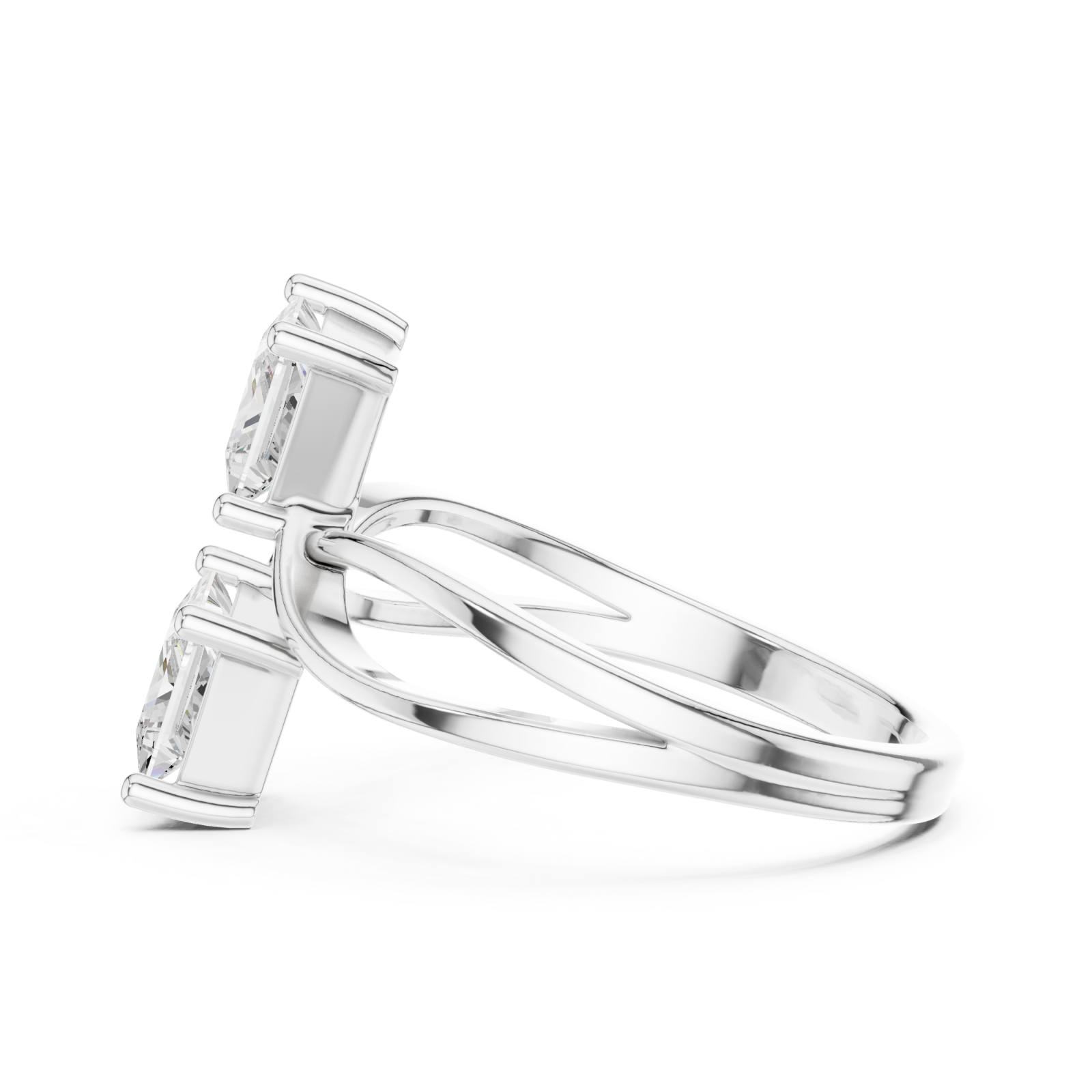  White Gold Celestial Pathway Regal Duo Ring Side View