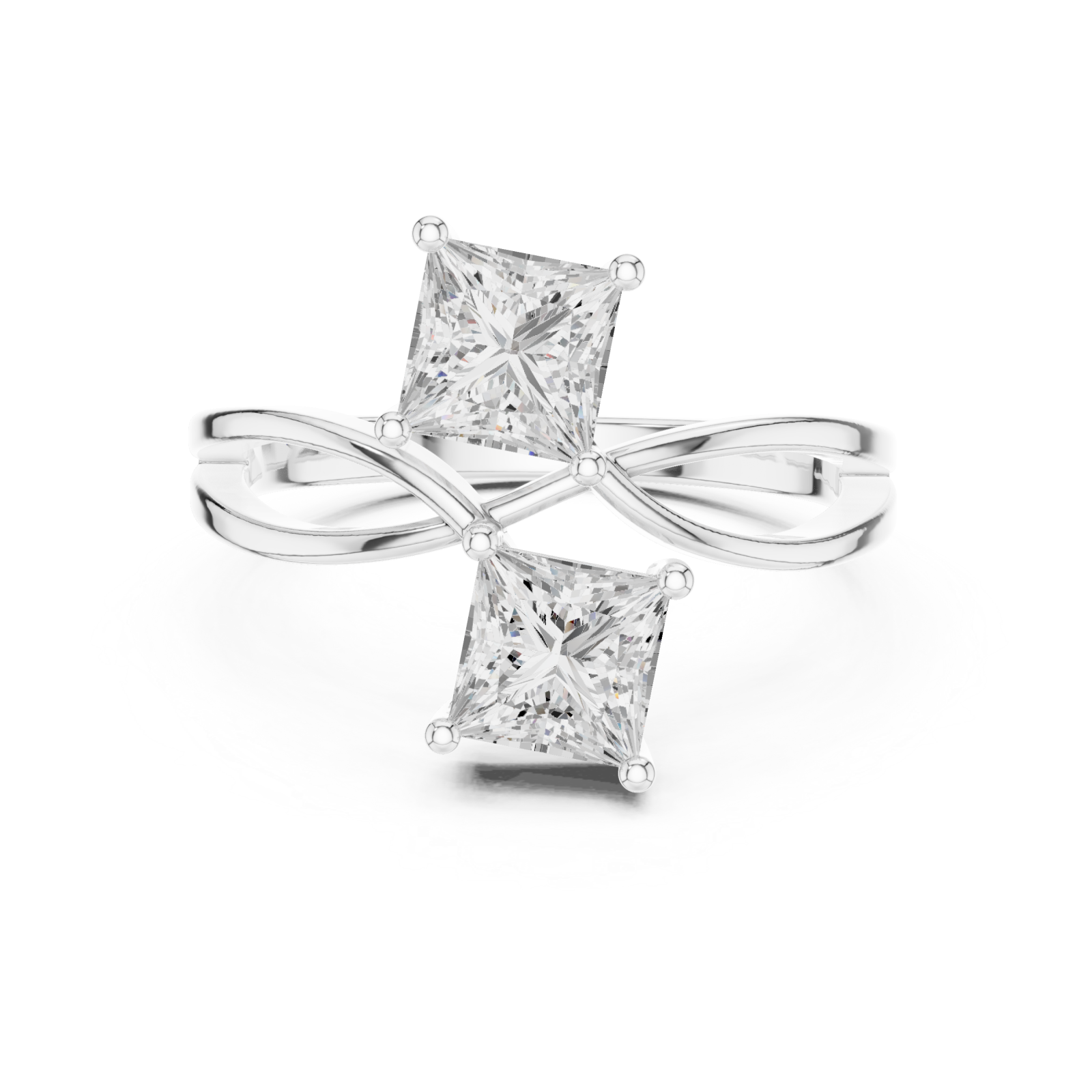  White Gold Celestial Pathway Regal Duo Ring Front View