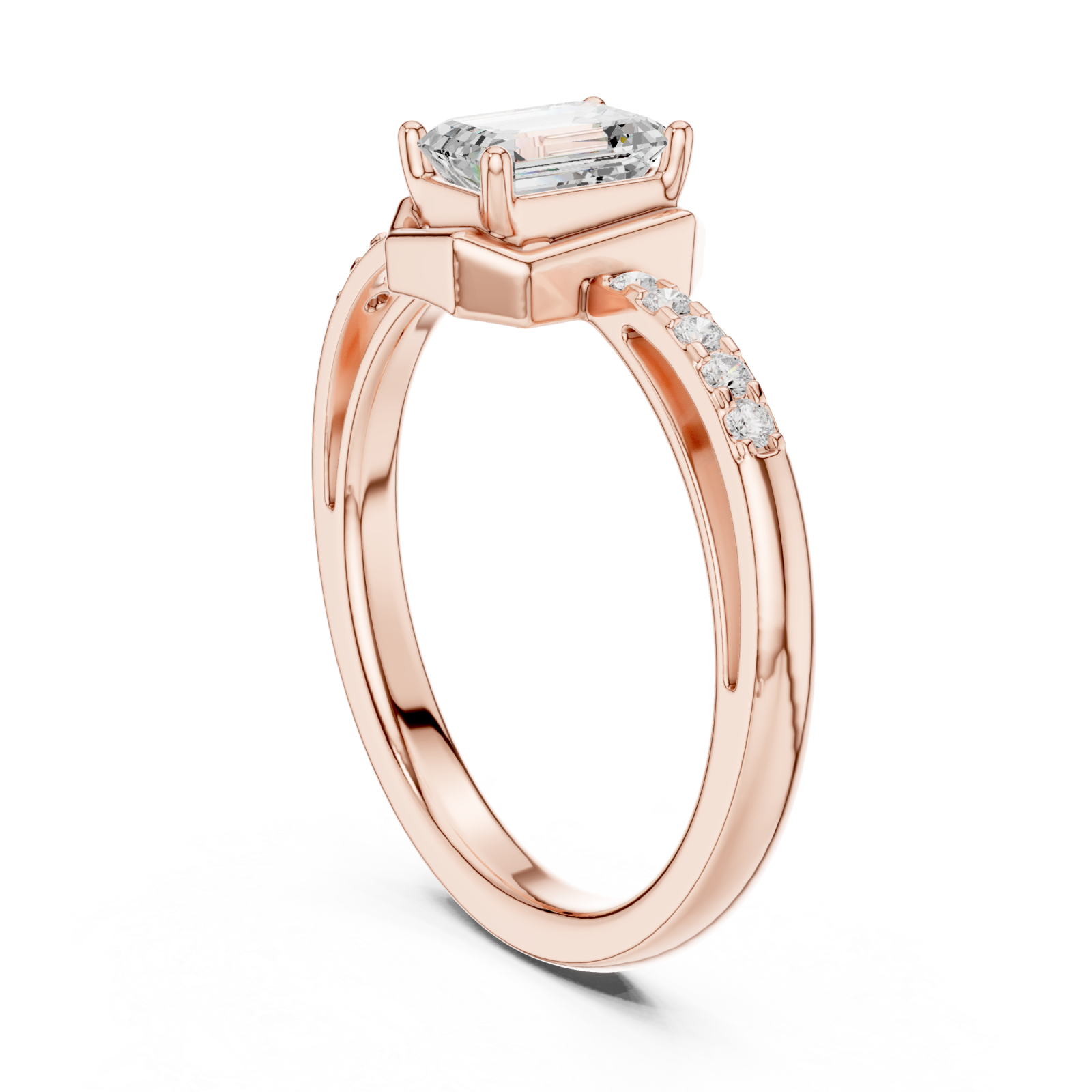  Rose Gold Twilight Whisper Petite Setting Radiant Ring Left View