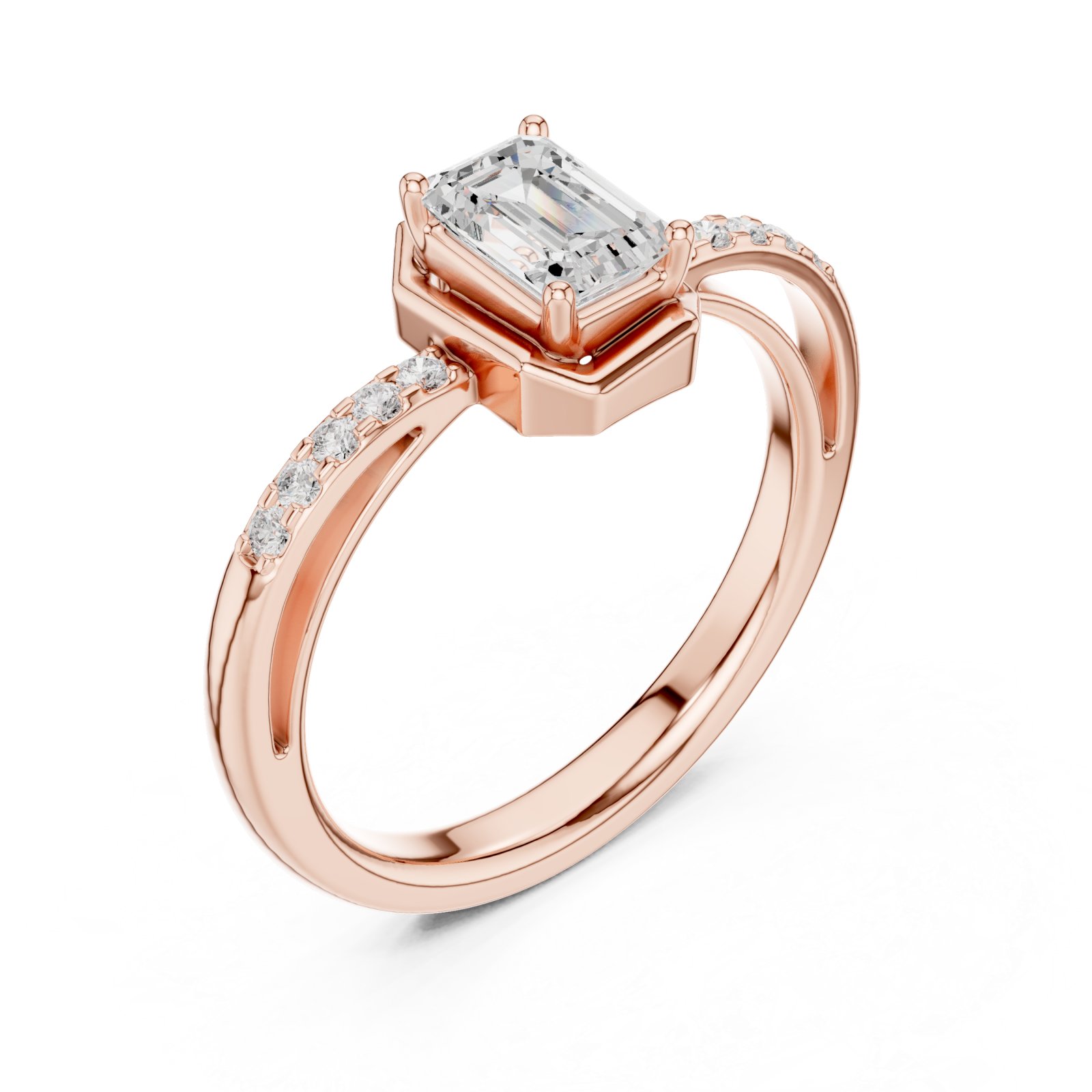  Rose Gold Twilight Whisper Petite Setting Radiant Ring Right View