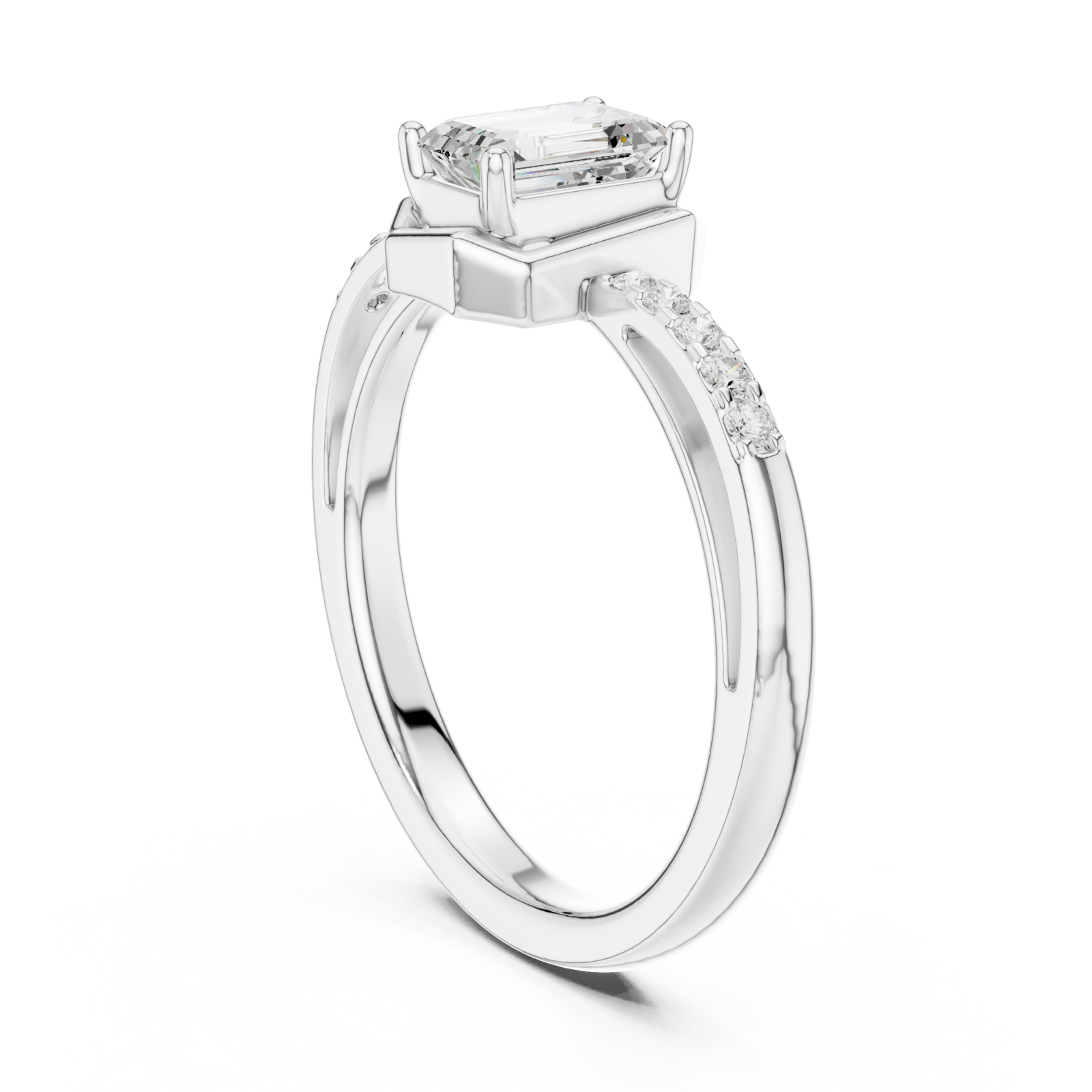  White Gold Twilight Whisper Petite Setting Radiant Ring Left View