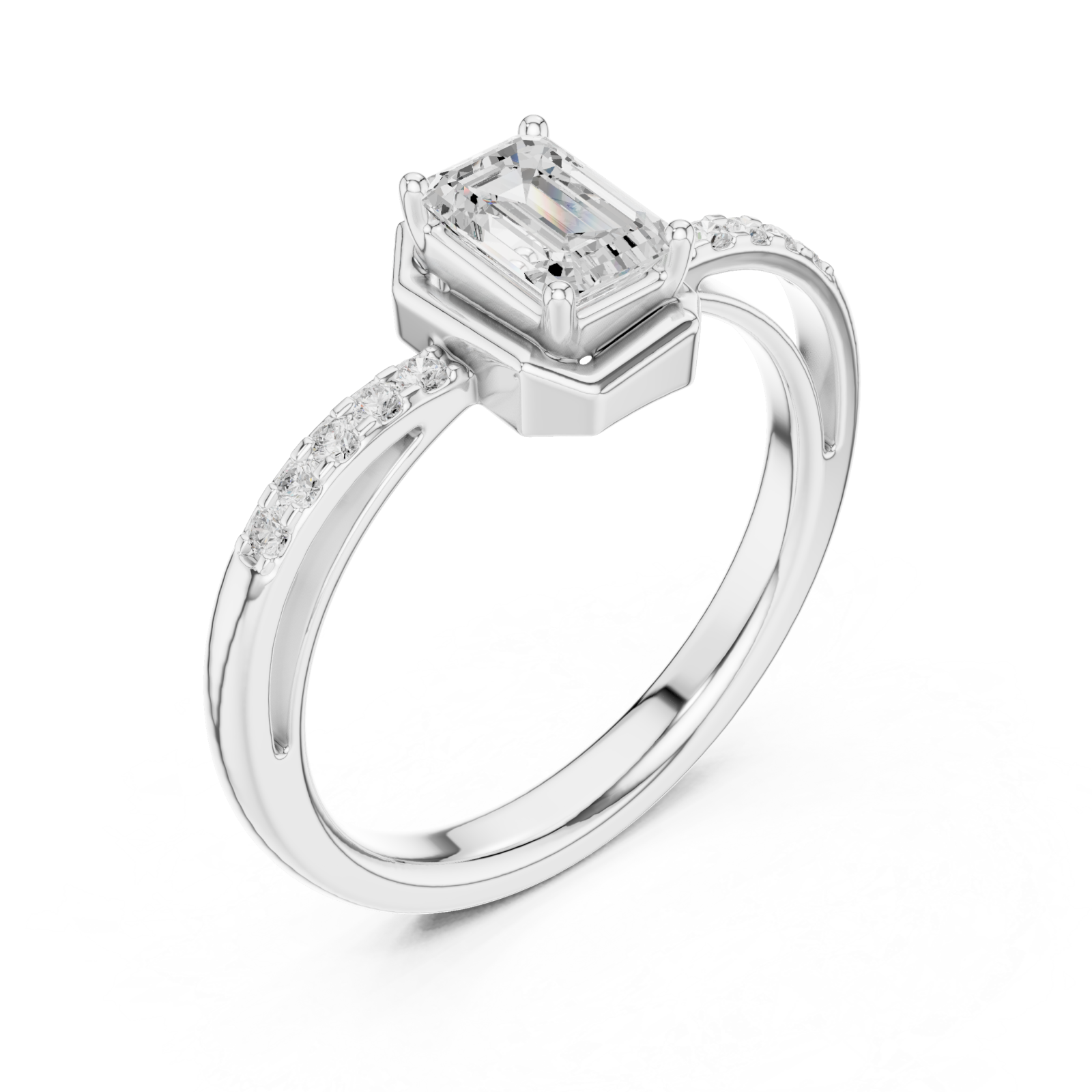  White Gold Twilight Whisper Petite Setting Radiant Ring Right View