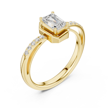 Gold Twilight Whisper Petite Setting Radiant Ring Right View