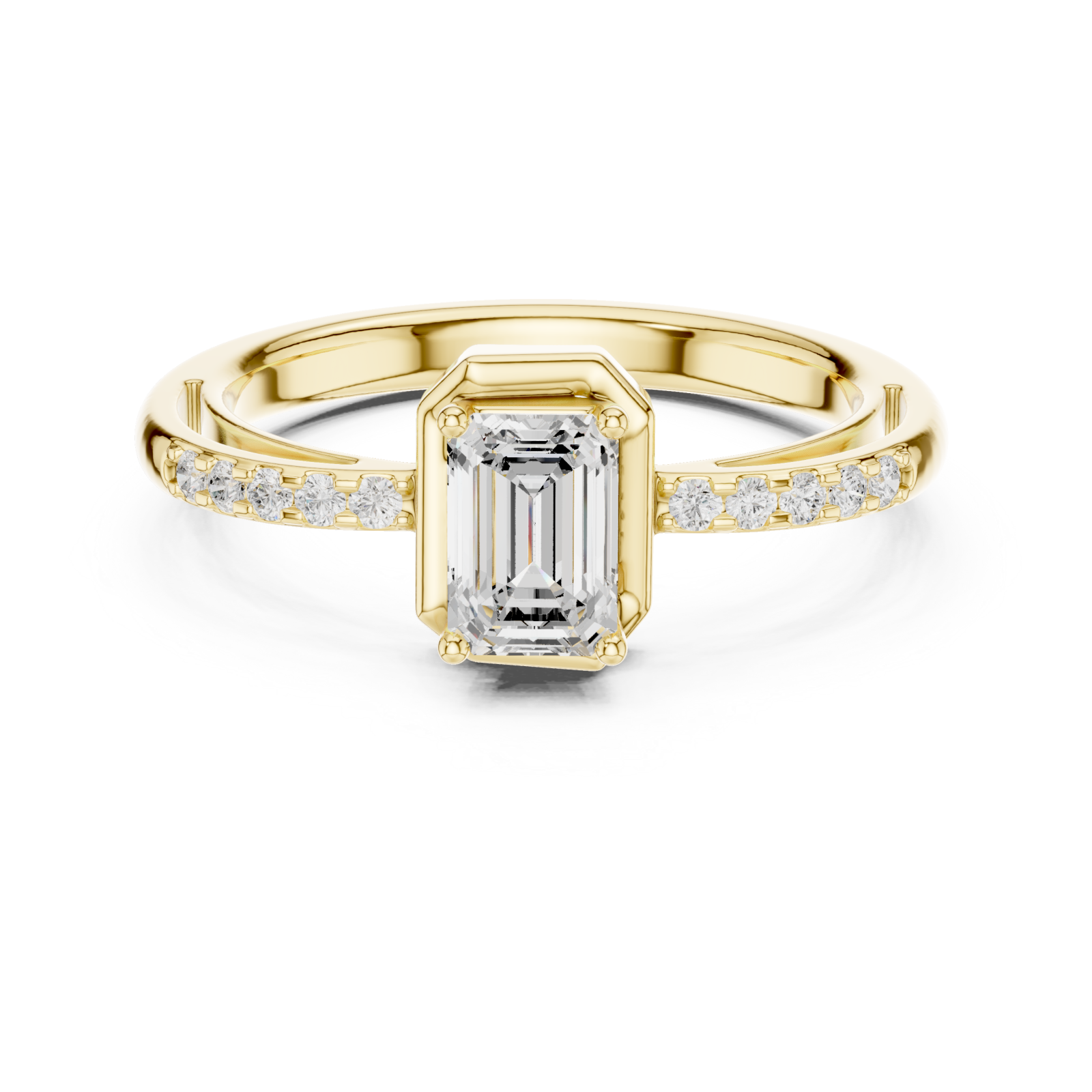  Gold Twilight Whisper Petite Setting Radiant Ring Front View