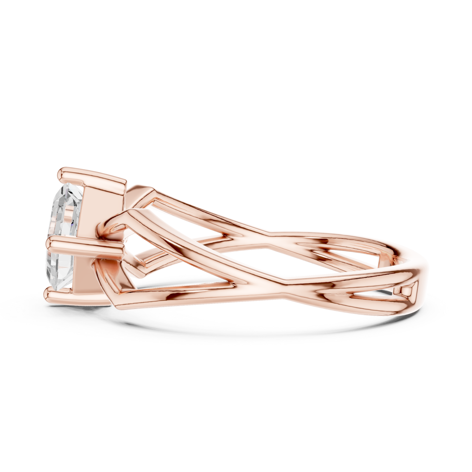  Rose Gold Enchanted Dreamline Signature Solitaire Ring Side View