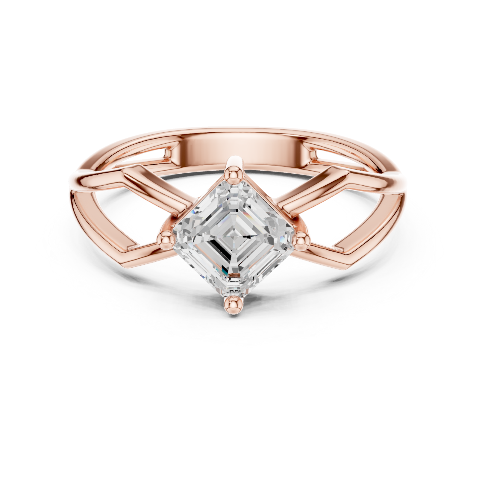  Rose Gold Enchanted Dreamline Signature Solitaire Ring Front View