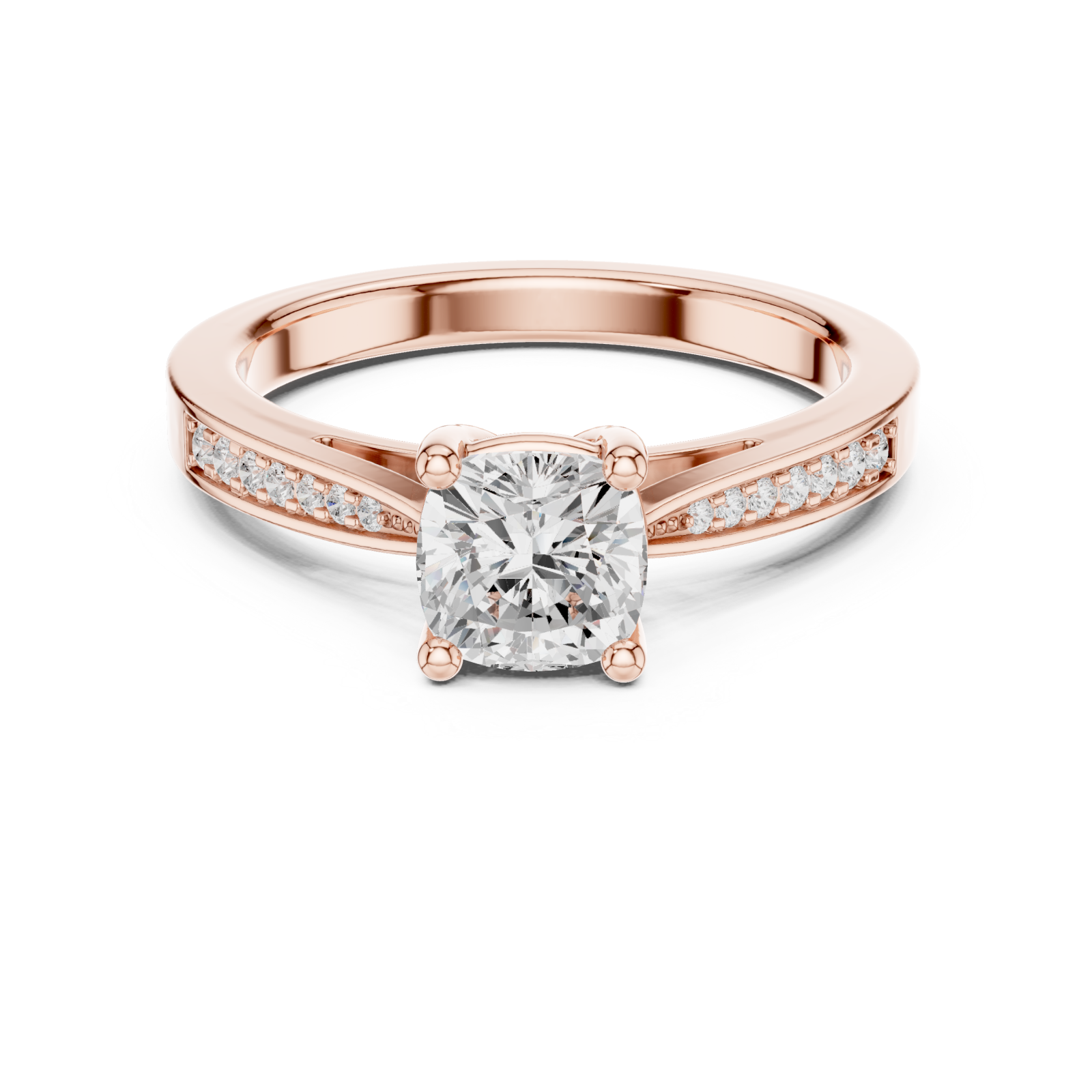  Rose Gold Celestial Whisper Prong Set Ring Front View