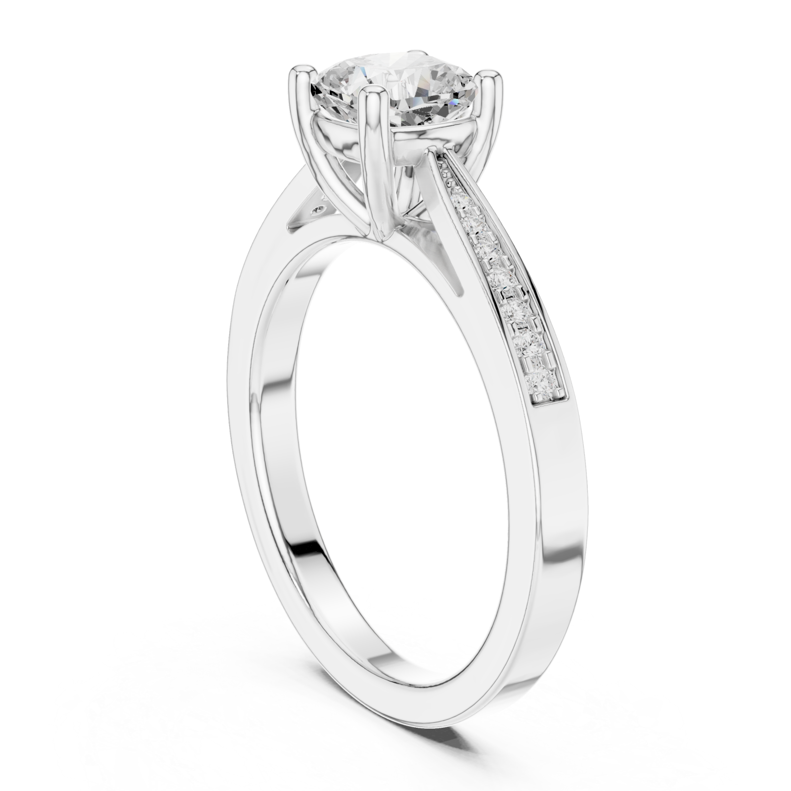  White Gold Celestial Whisper Prong Set Ring Left View
