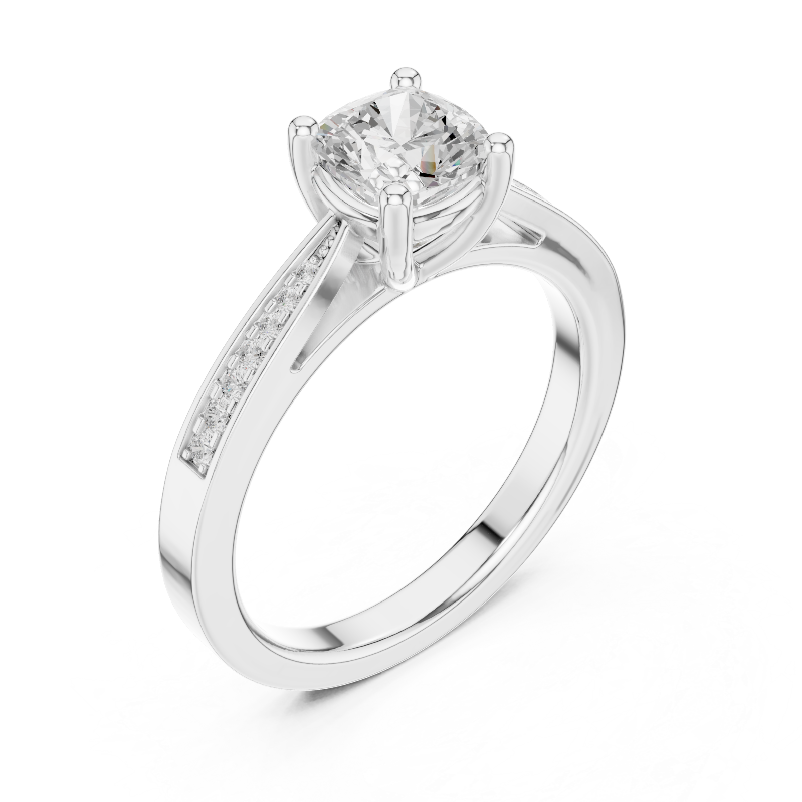  White Gold Celestial Whisper Prong Set Ring Right View