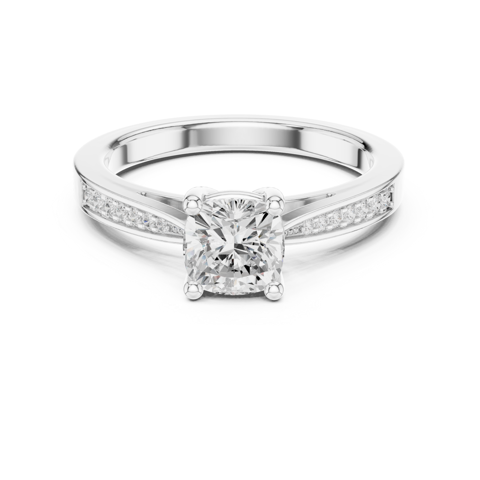  White Gold Celestial Whisper Prong Set Ring Front View
