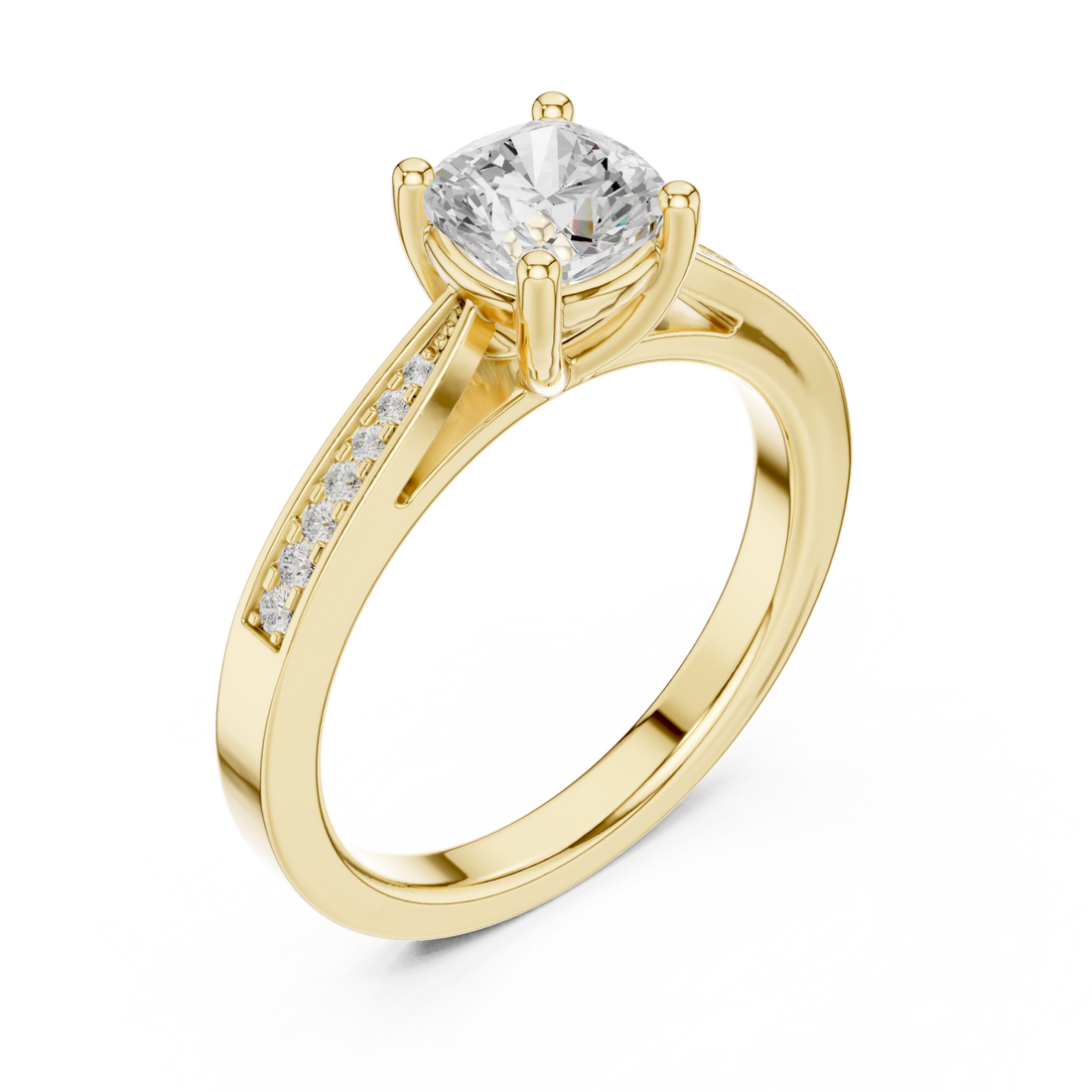 Gold Celestial Whisper Prong Set Ring Right View
