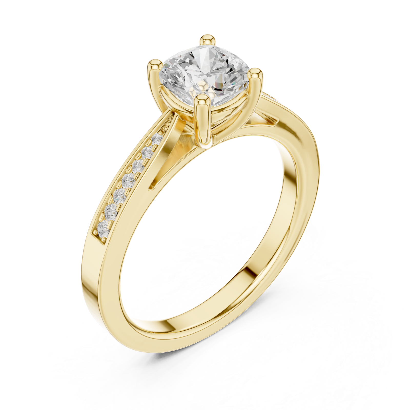 Gold Celestial Whisper Prong Set Ring Right View