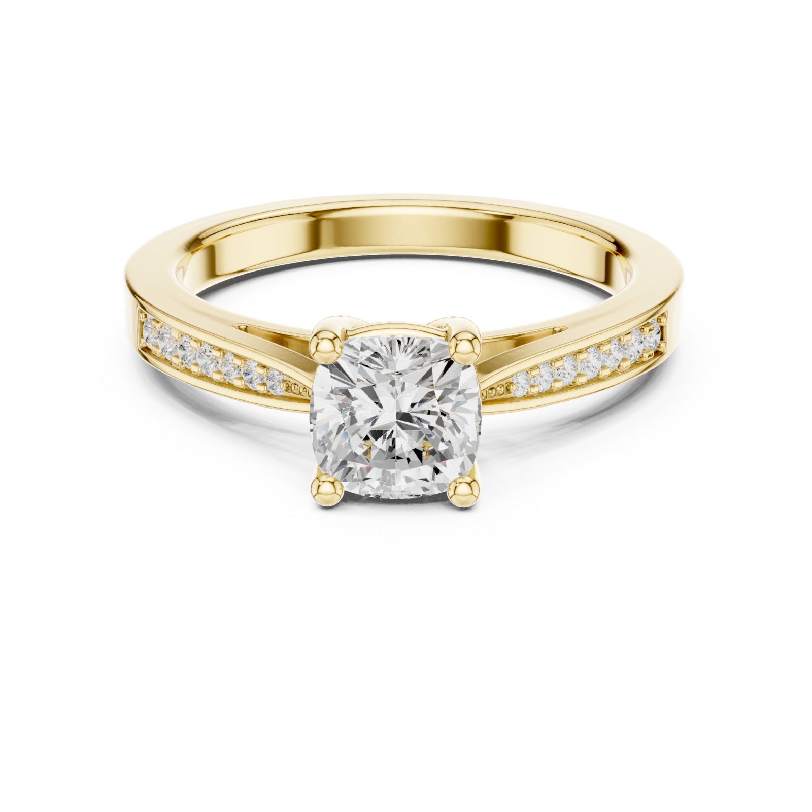  Gold Celestial Whisper Prong Set Ring Front View