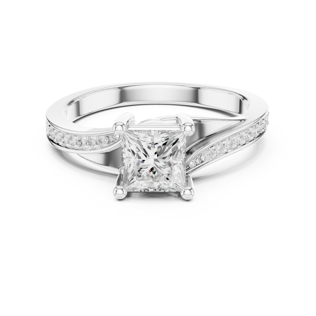  White Gold Modern Harmony Statement Ring Right View