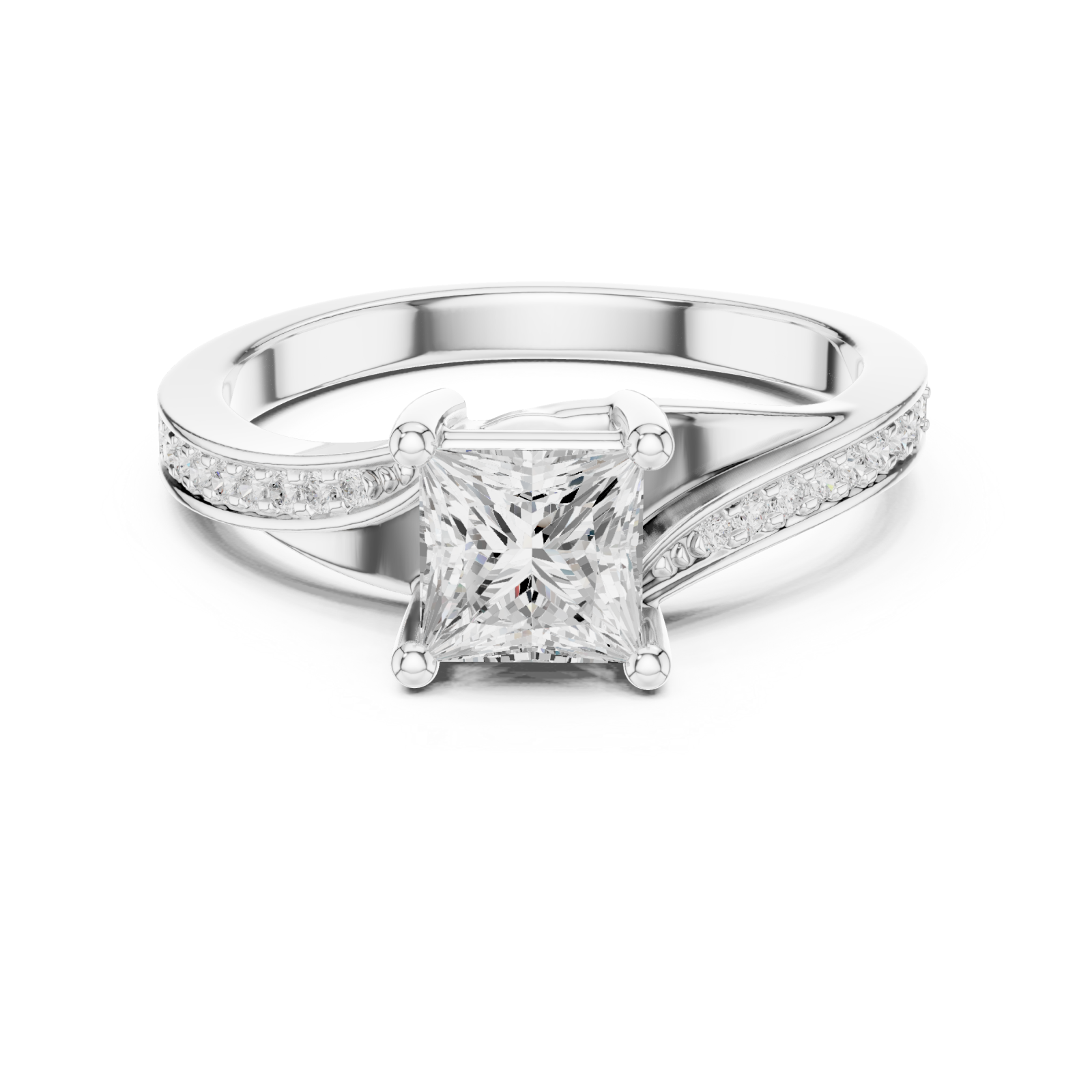  White Gold Modern Harmony Statement Ring Front View