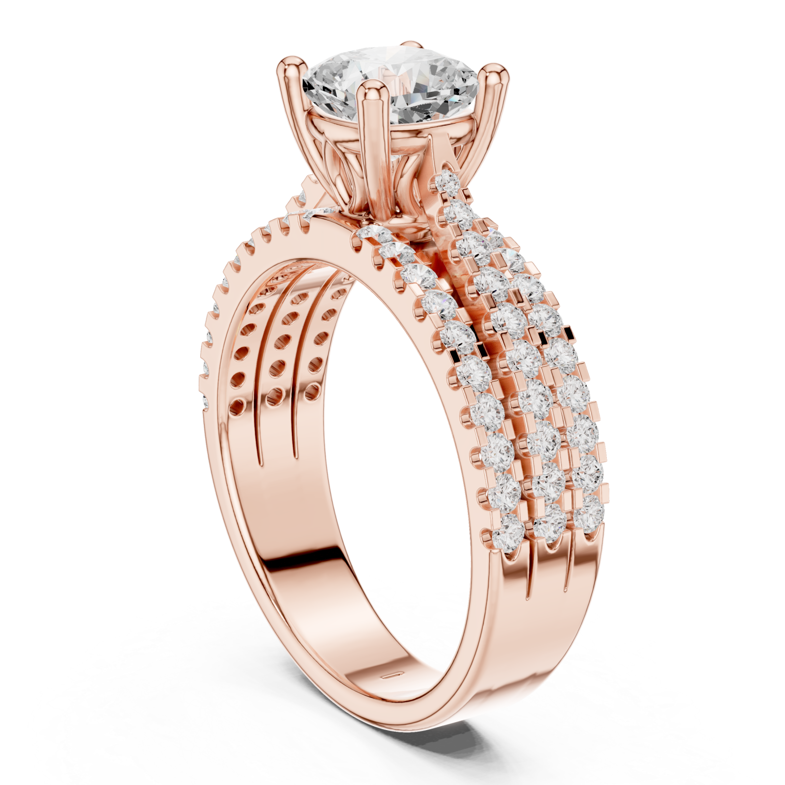  Rose Gold Contour Brilliance Crowned Band Left View