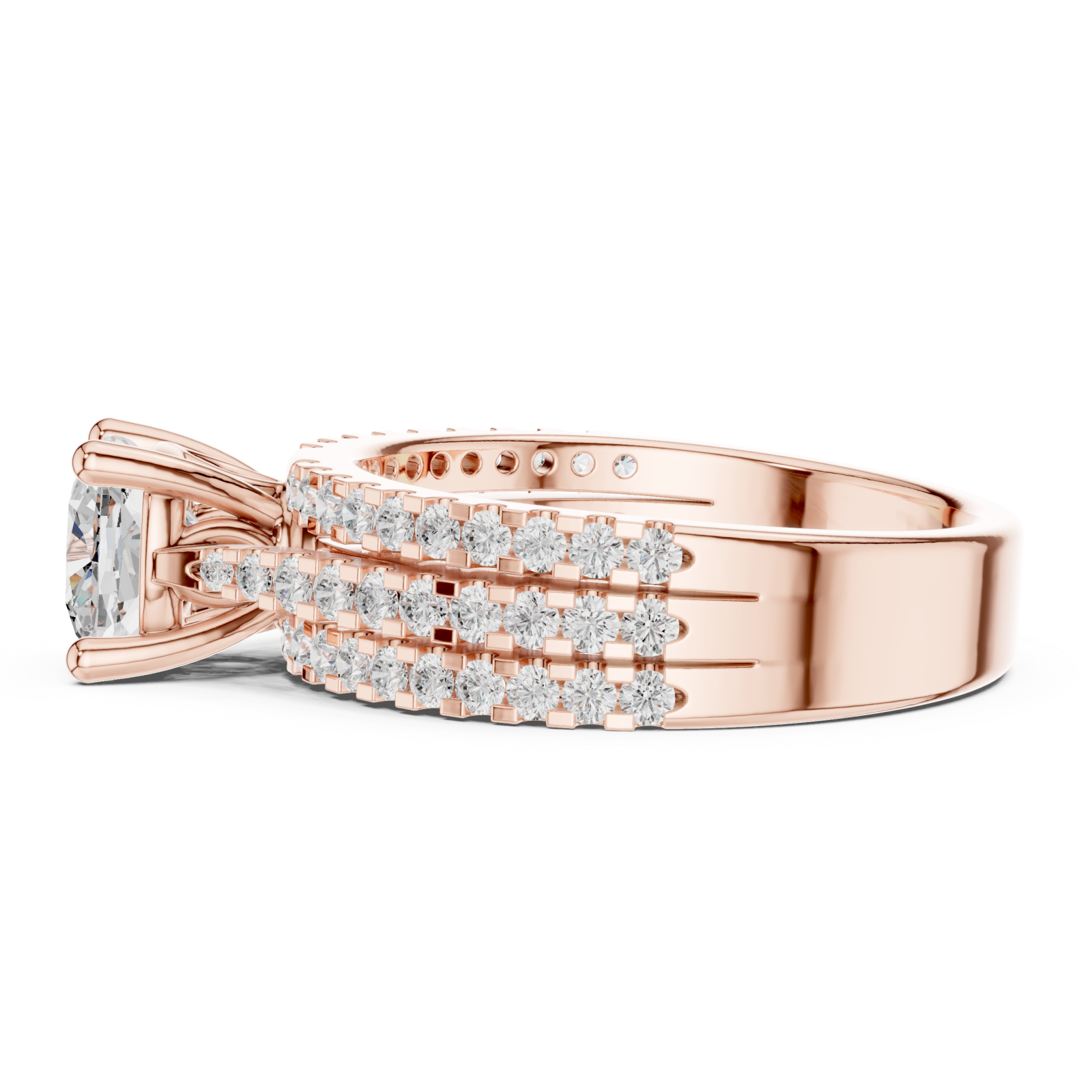 Rose Gold Contour Brilliance Crowned Band Side View