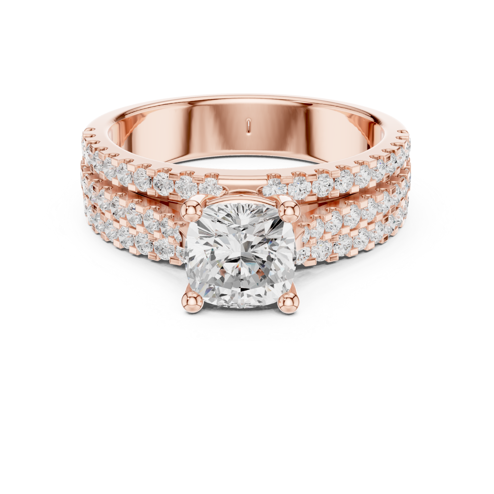  Rose Gold Contour Brilliance Crowned Band Front View