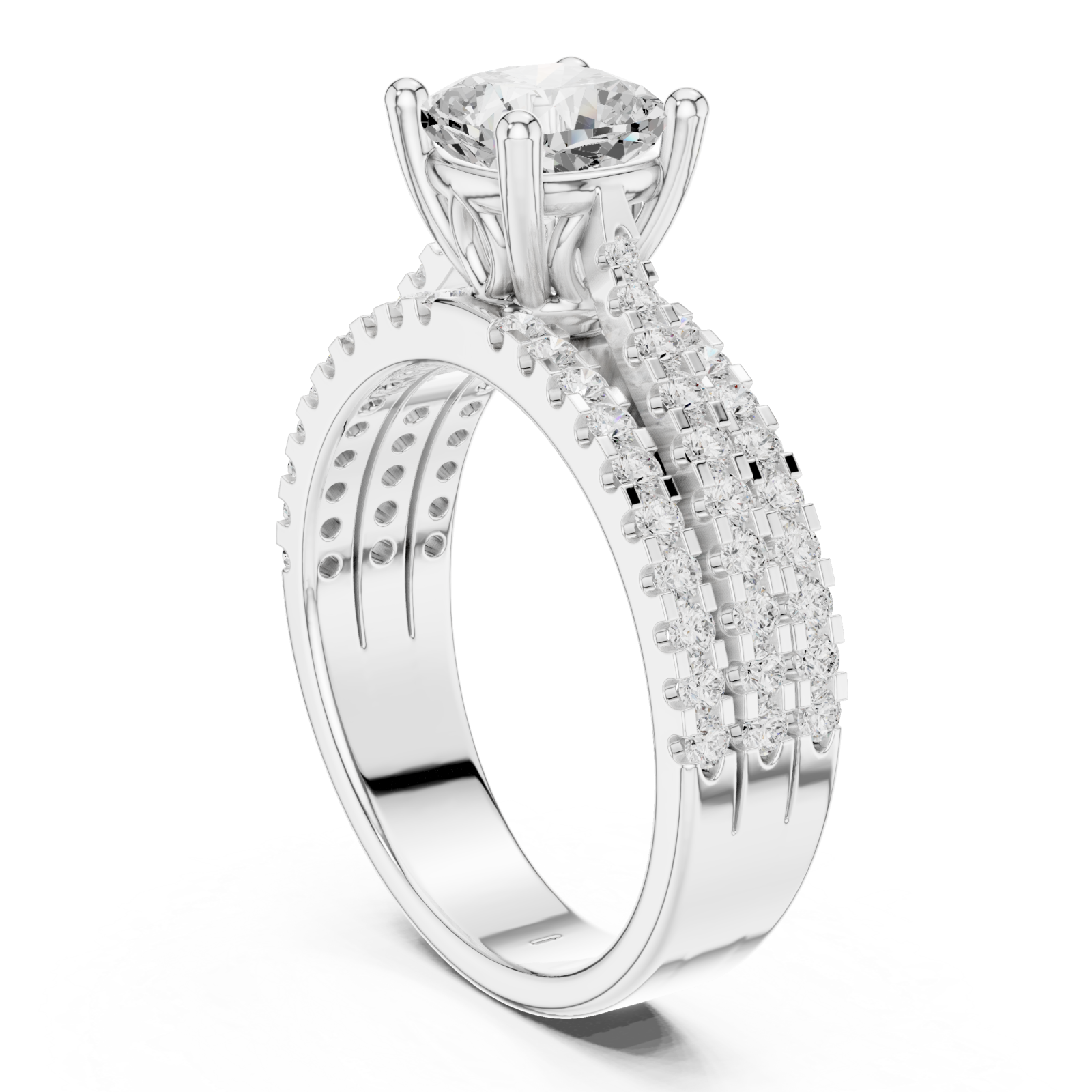  White Gold Contour Brilliance Crowned Band Left View