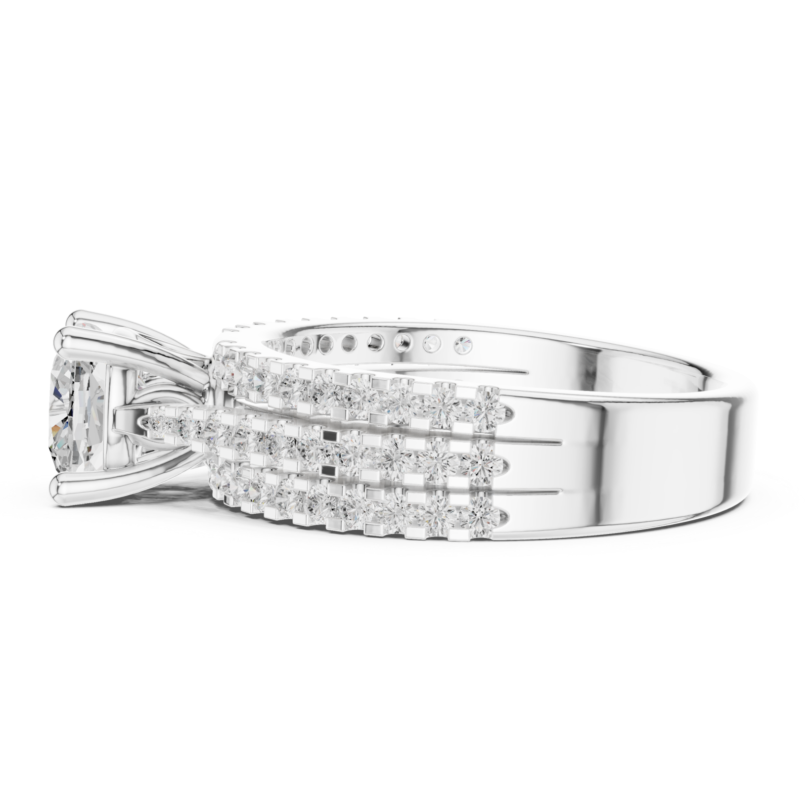  White Gold Contour Brilliance Crowned Band Side View
