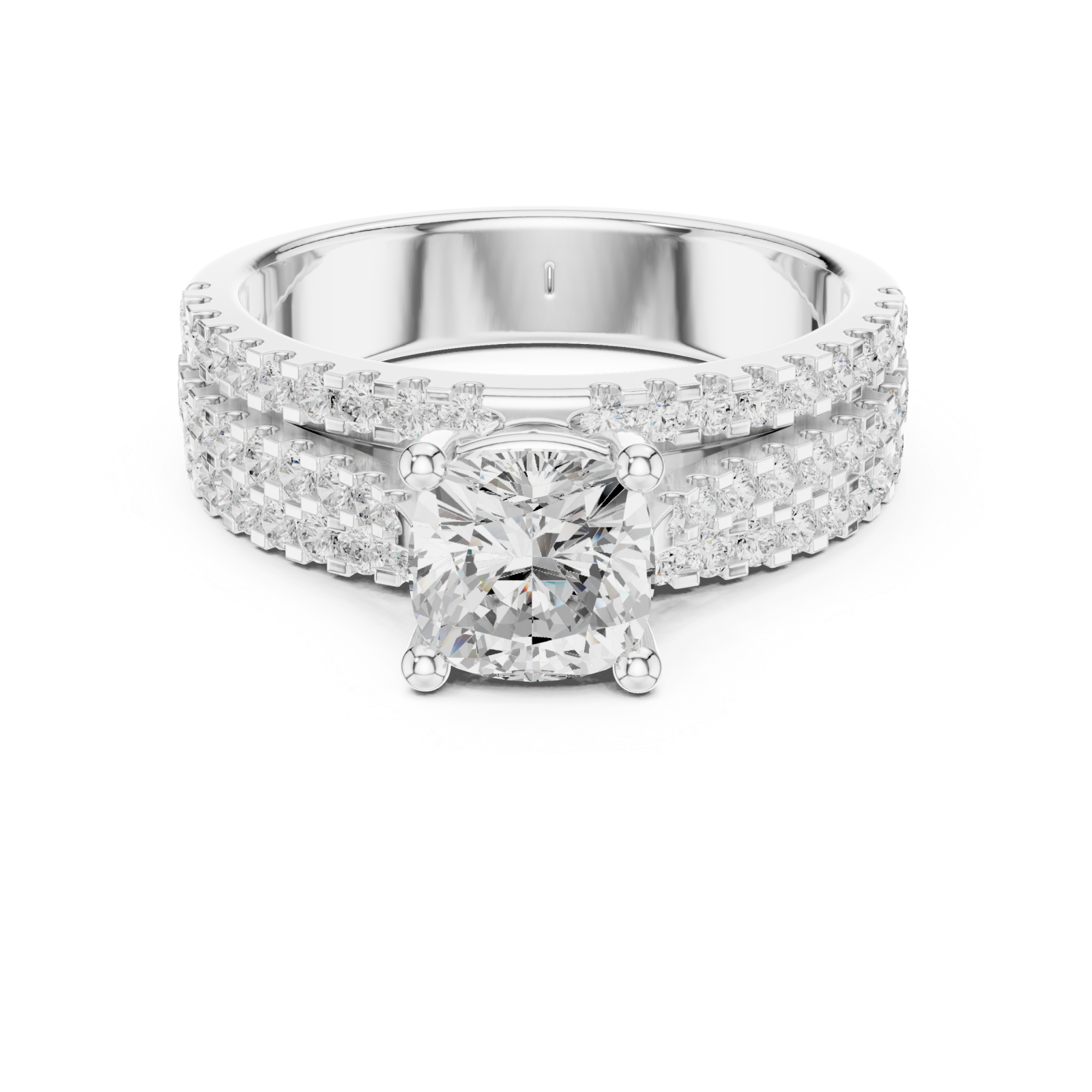 White Gold Contour Brilliance Crowned Band Front View