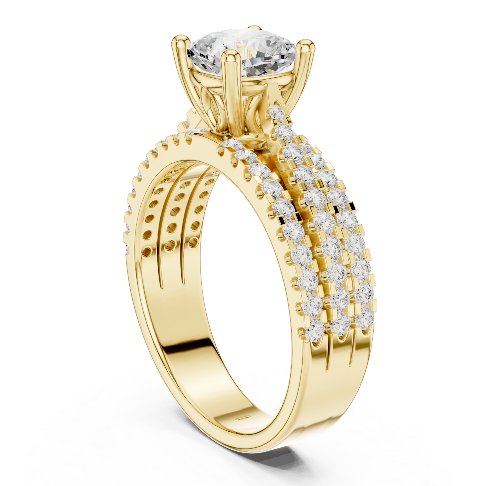  Gold Contour Brilliance Crowned Band Left View