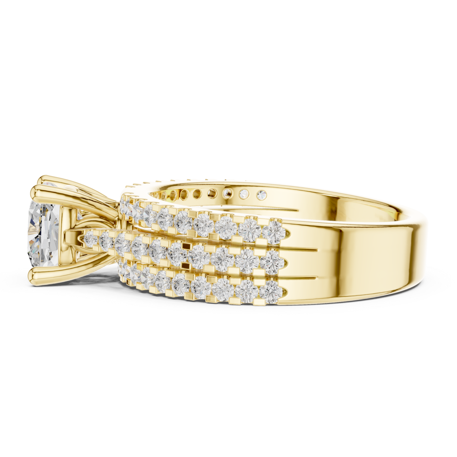  Gold Contour Brilliance Crowned Band Side View